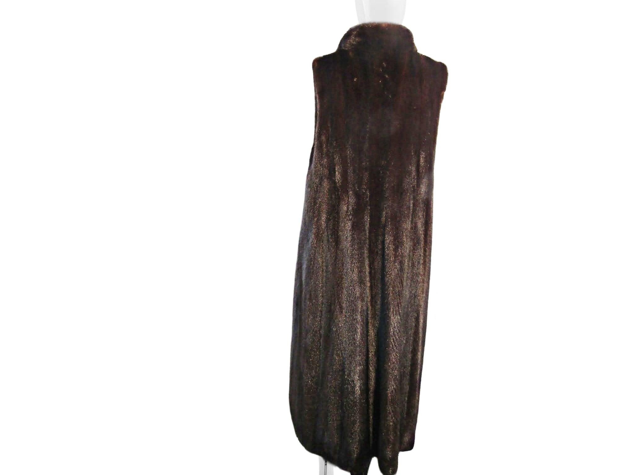 NATURAL MAHOGANY MINK LONG VEST