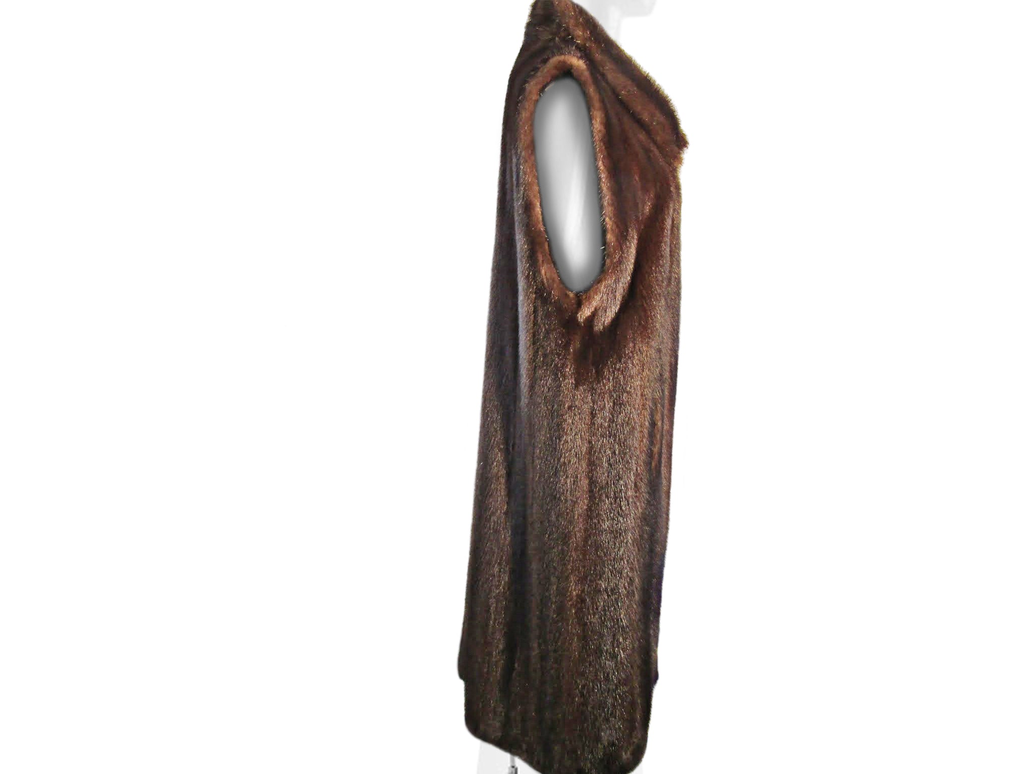 NATURAL MAHOGANY MINK LONG VEST