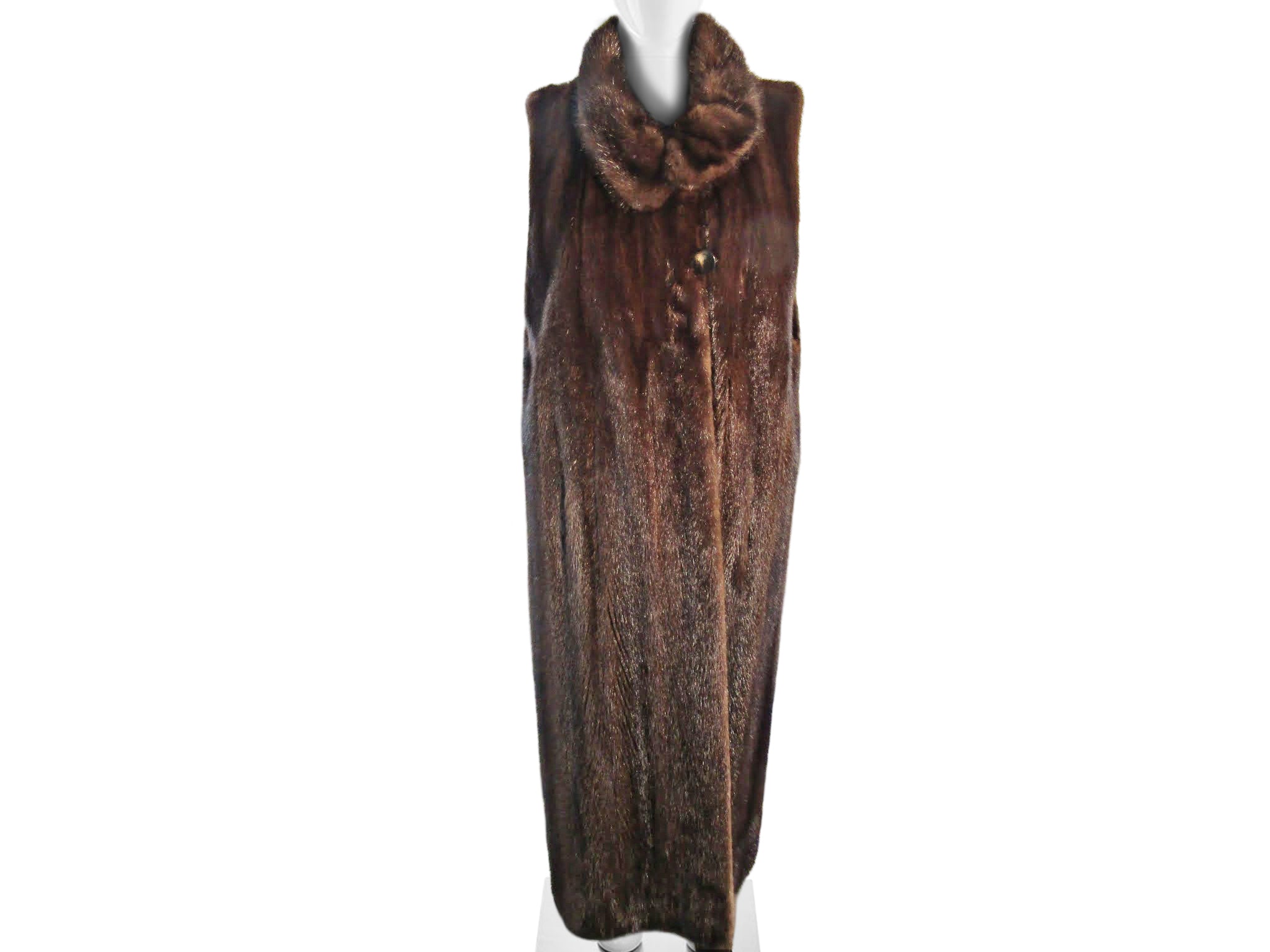 NATURAL MAHOGANY MINK LONG VEST