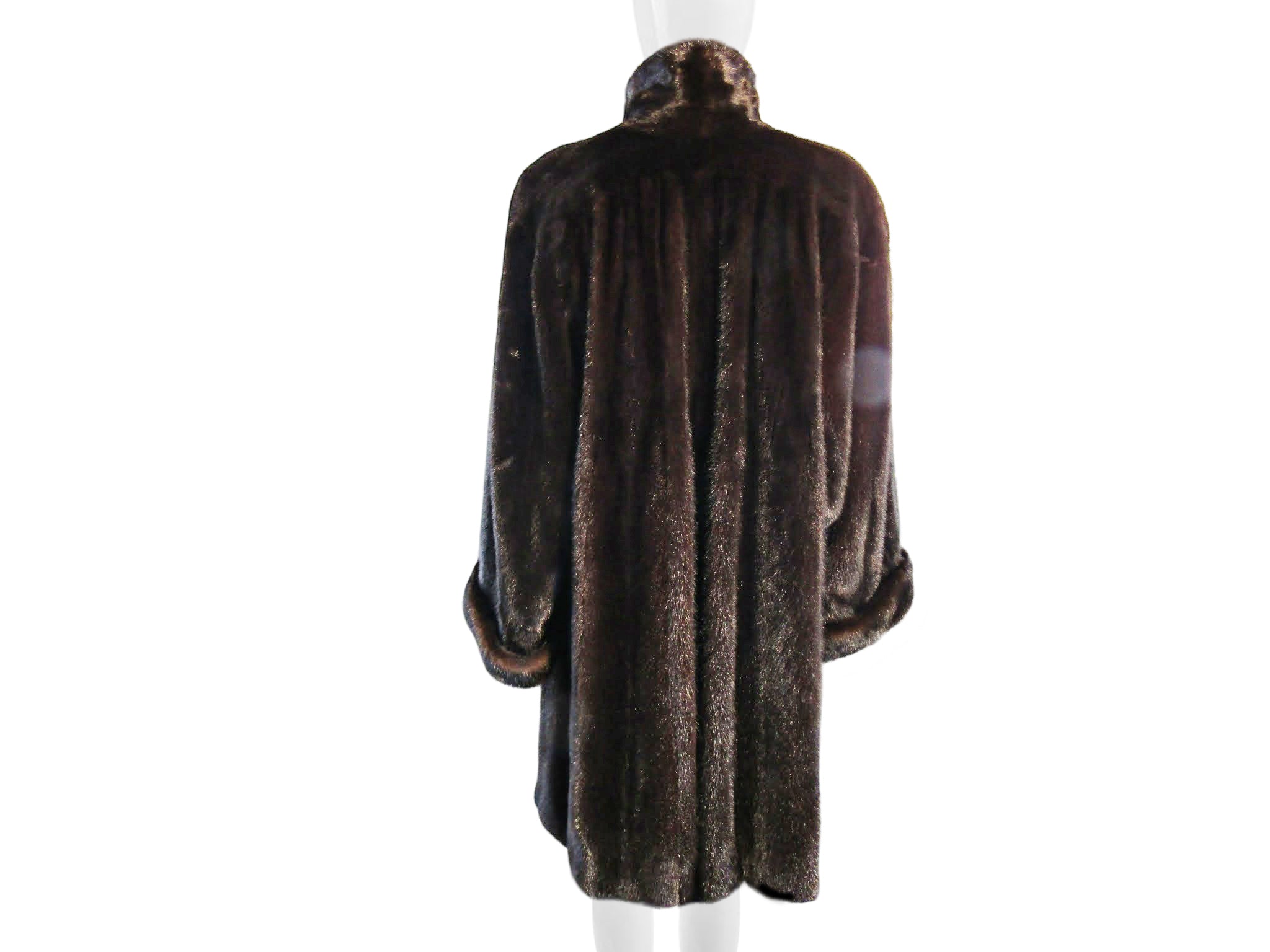 DARK RANCH MINK 7/8 COAT W/ TURN BACK CUFFS