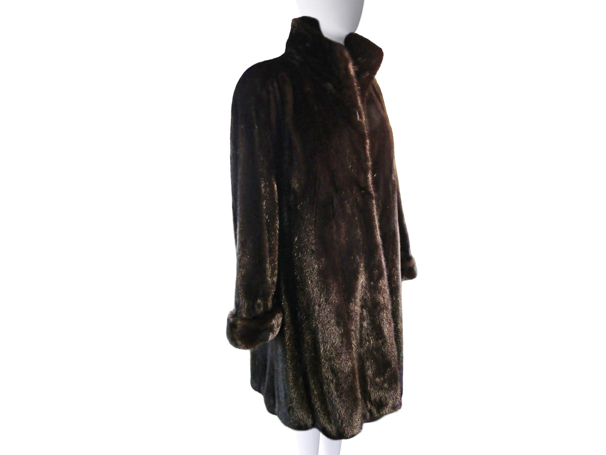 DARK RANCH MINK 7/8 COAT W/ TURN BACK CUFFS