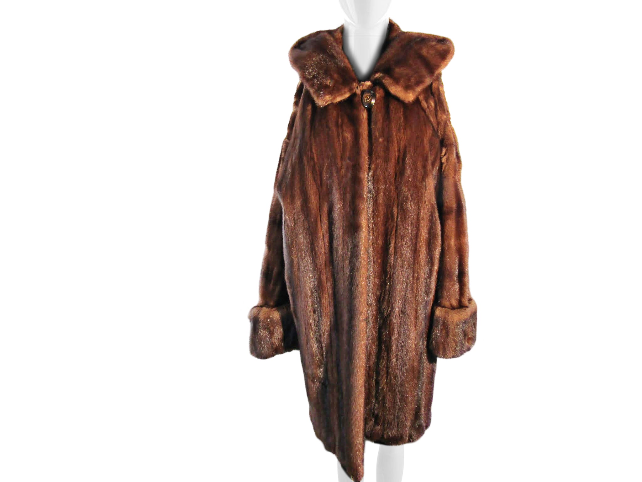 NATURAL DEMI BUFF 3/4 COAT W/ HOOD & TURN BACK CUFFS