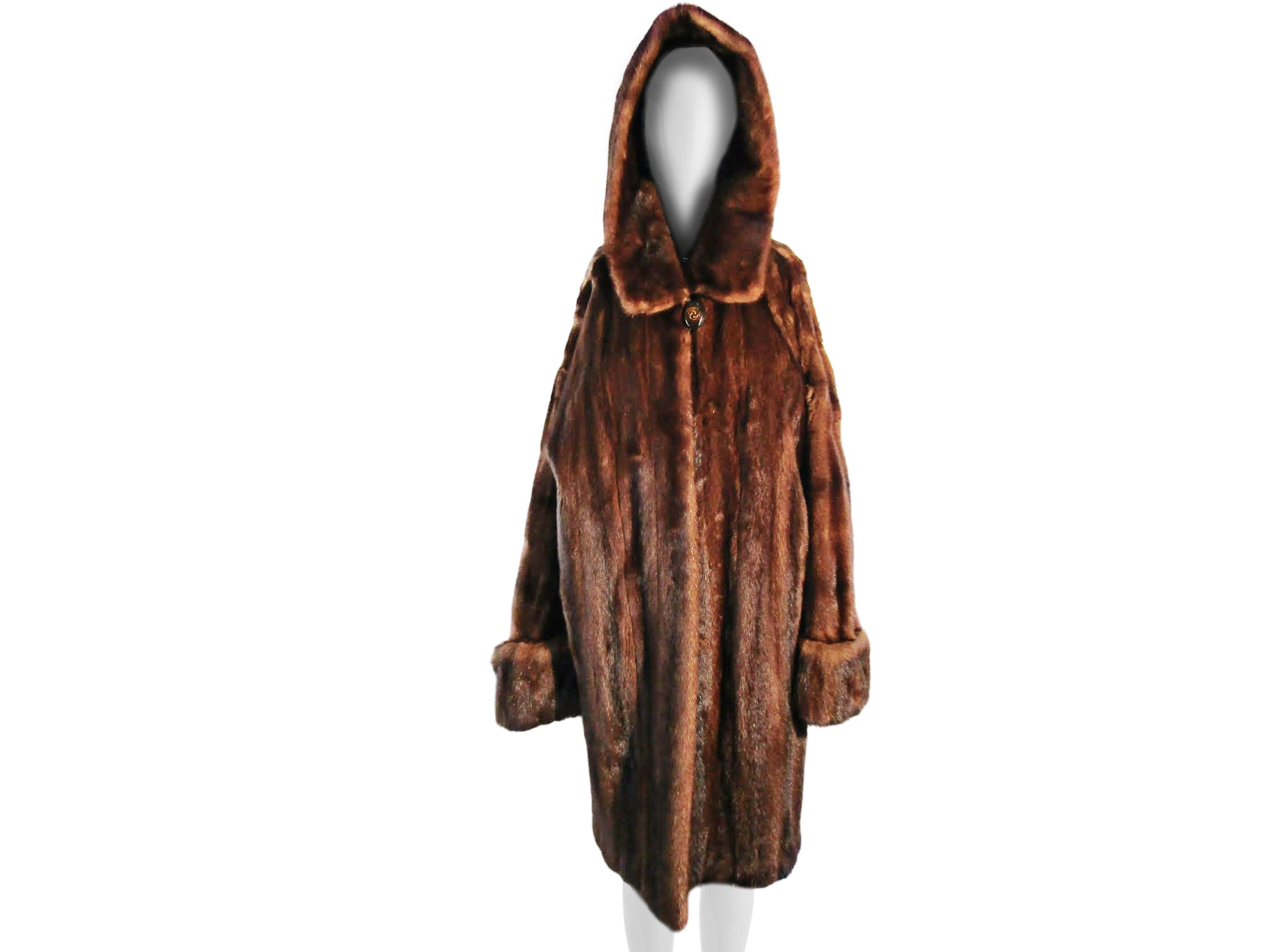 NATURAL DEMI BUFF 3/4 COAT W/ HOOD & TURN BACK CUFFS