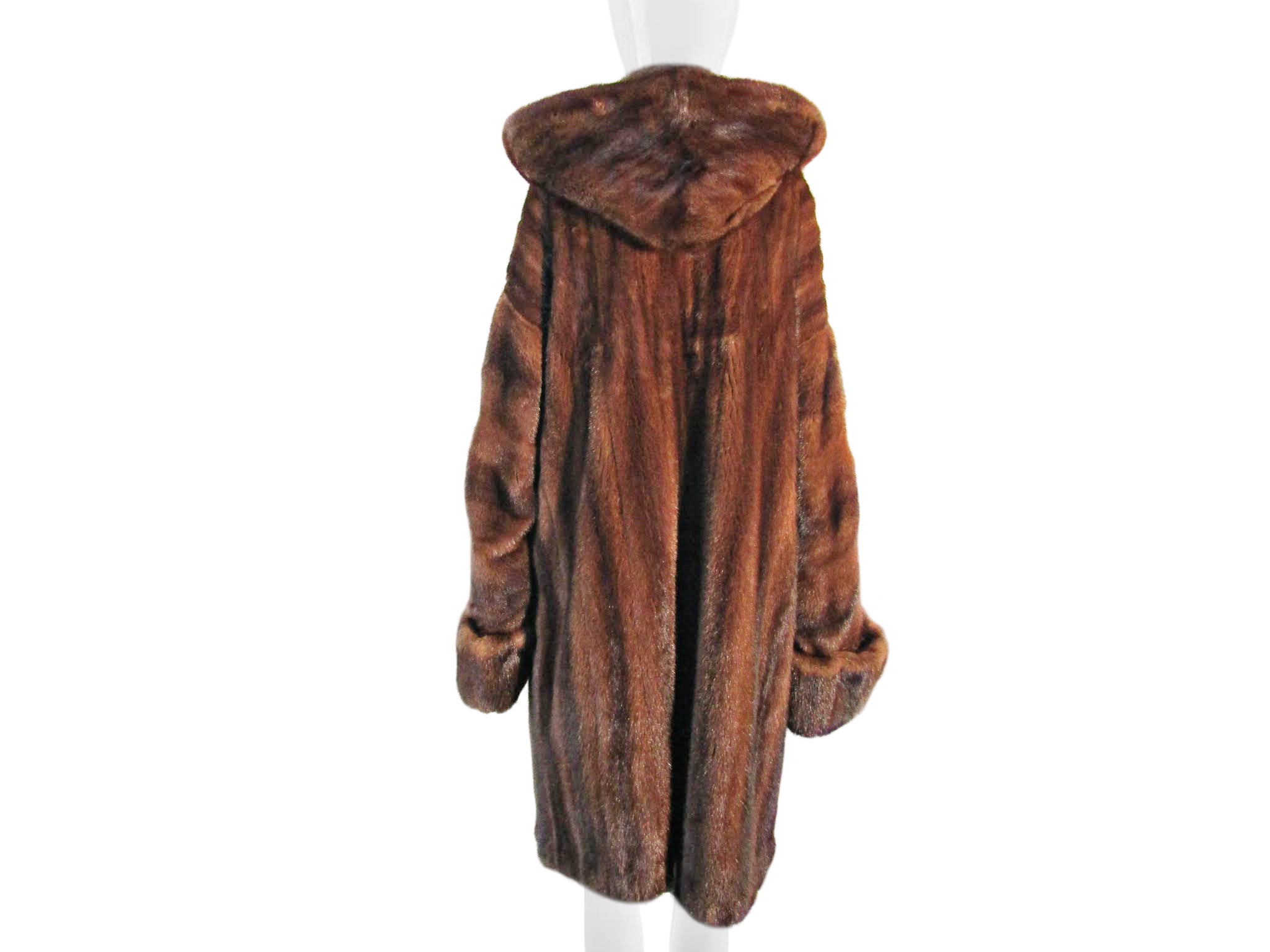 NATURAL DEMI BUFF 3/4 COAT W/ HOOD & TURN BACK CUFFS