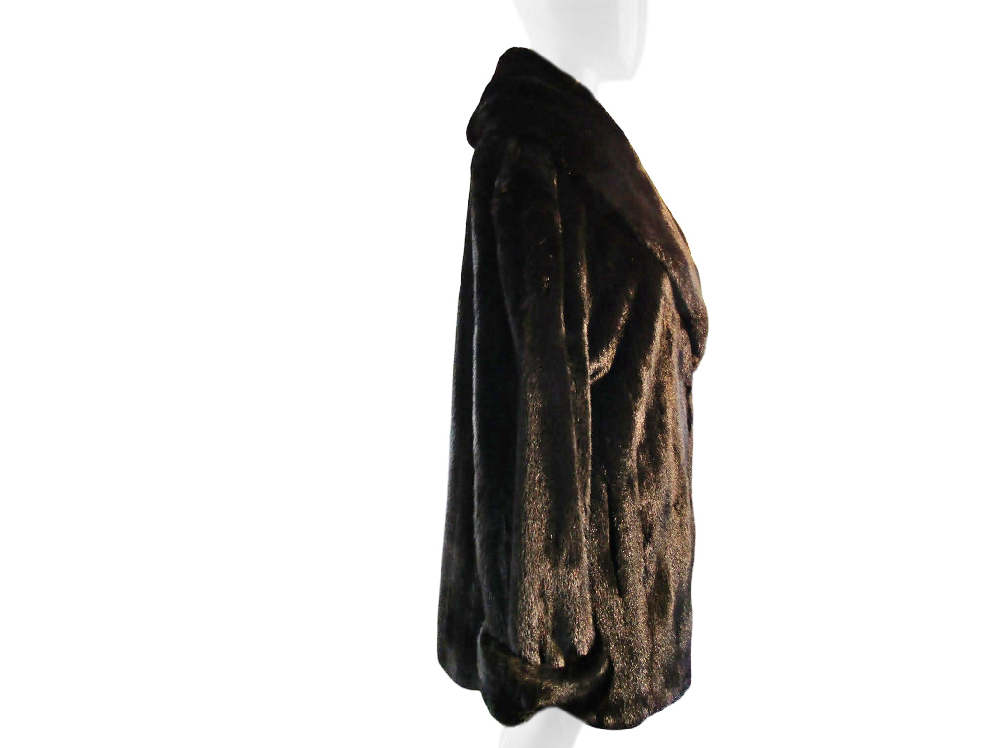 NATURAL RANCH MINK JACKET W/ OVERSIZED SHAWL COLLAR & TURN BACK CUFFS