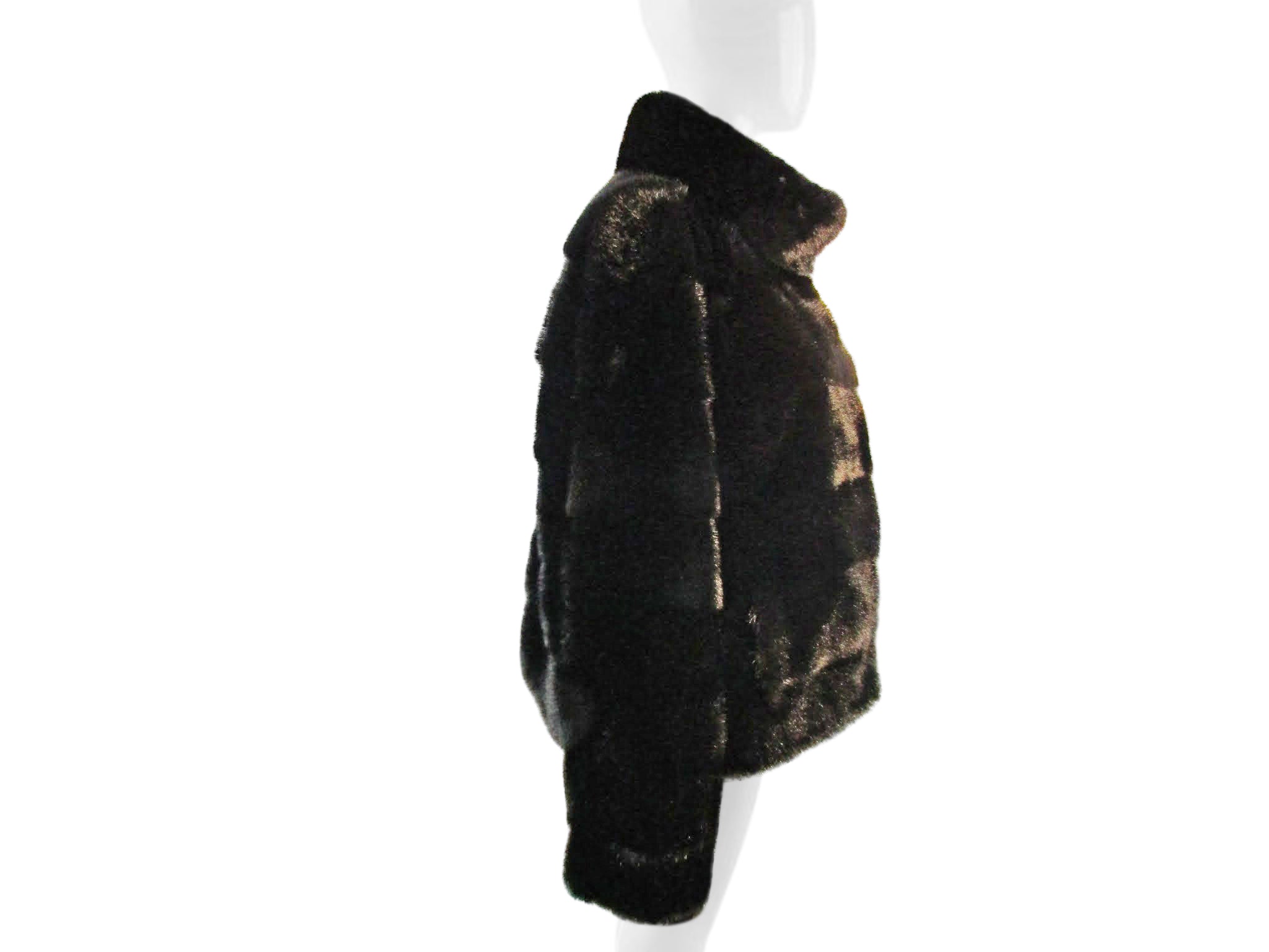 BLACK DYED MINK HORIZONTAL JACKET W/ WING COLLAR