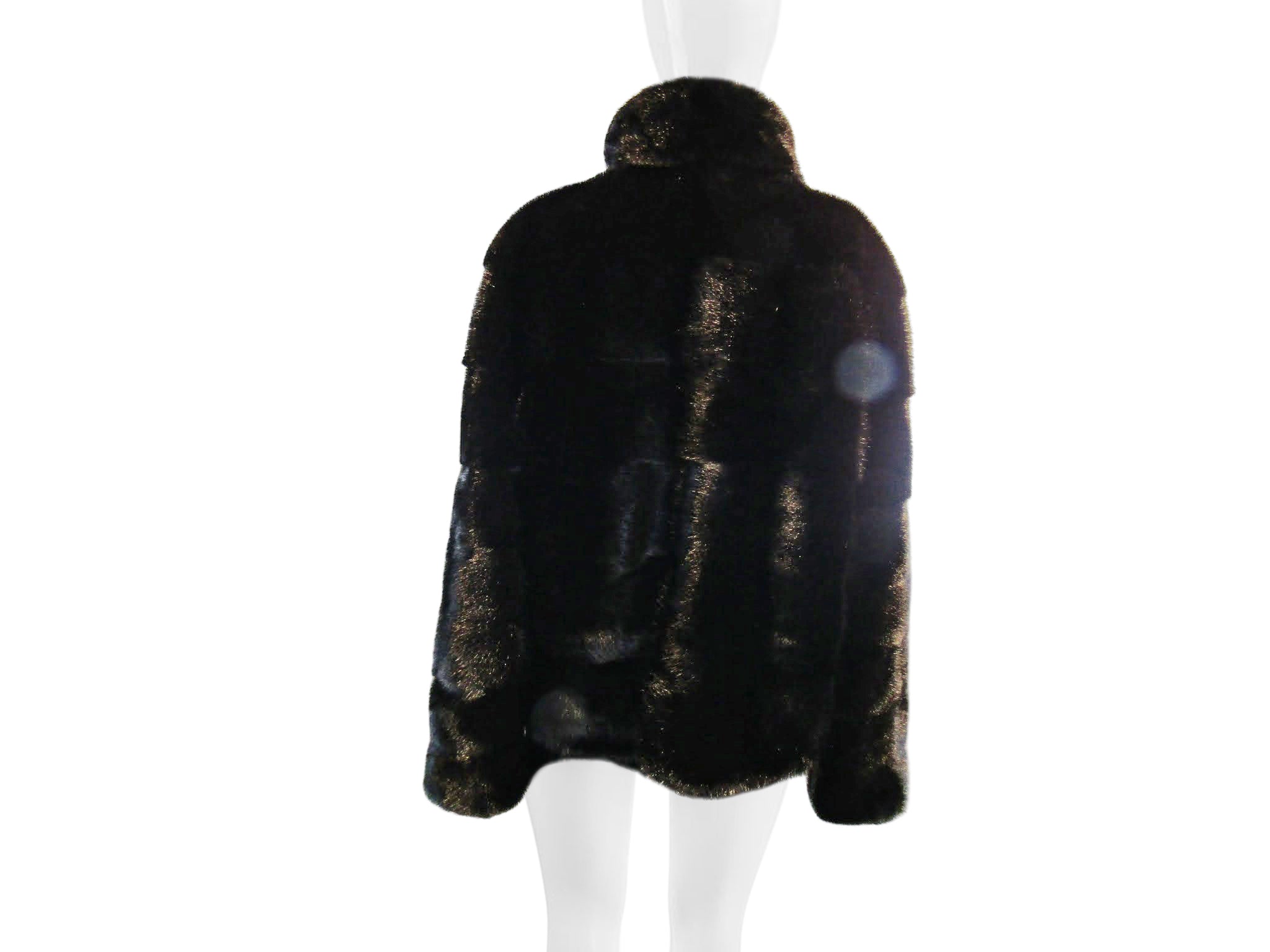 BLACK DYED MINK HORIZONTAL JACKET W/ WING COLLAR