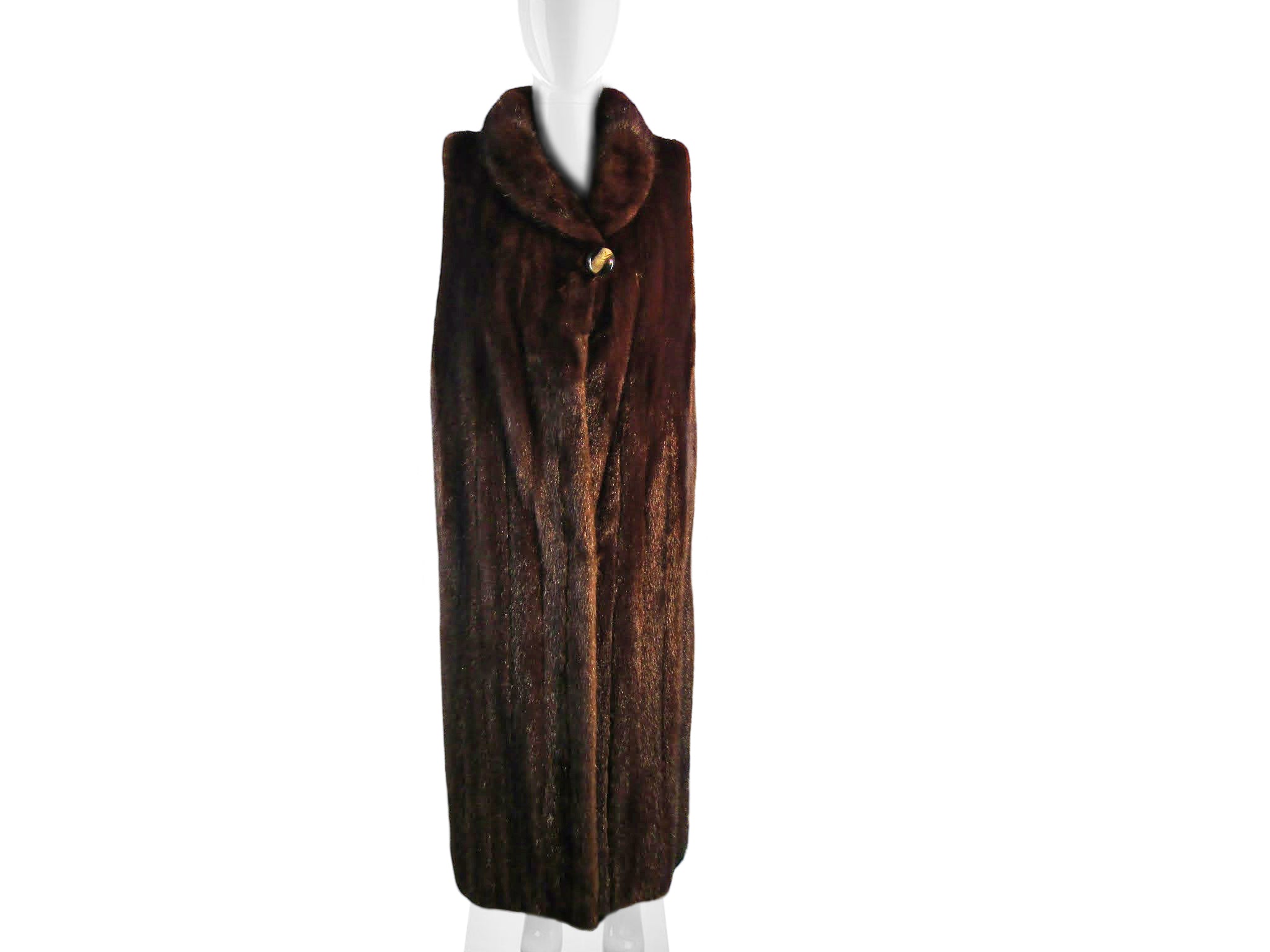 NATURAL MAHOGANY MINK LONG VEST W/ SHAWL COLLAR