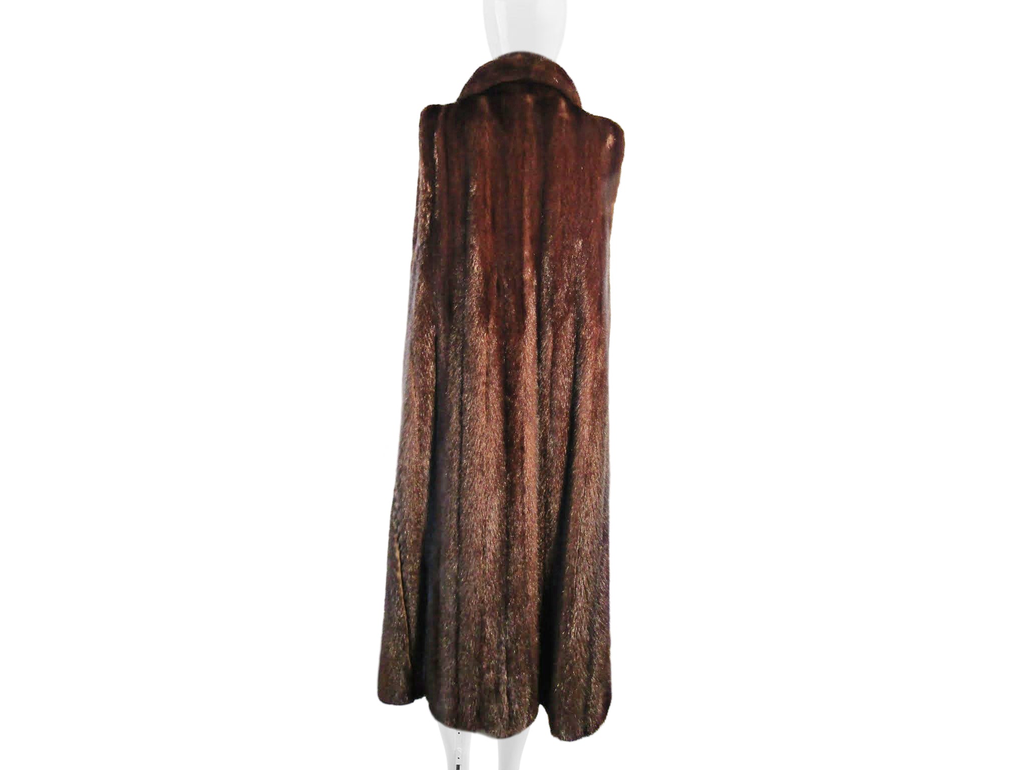 NATURAL MAHOGANY MINK LONG VEST W/ SHAWL COLLAR