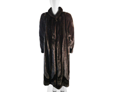 NATURAL RANCH MINK HAIR UP /  HAIR DOWN DIRECTIONAL COAT W/ SHAWL COLLAR & BANDED CUFFS