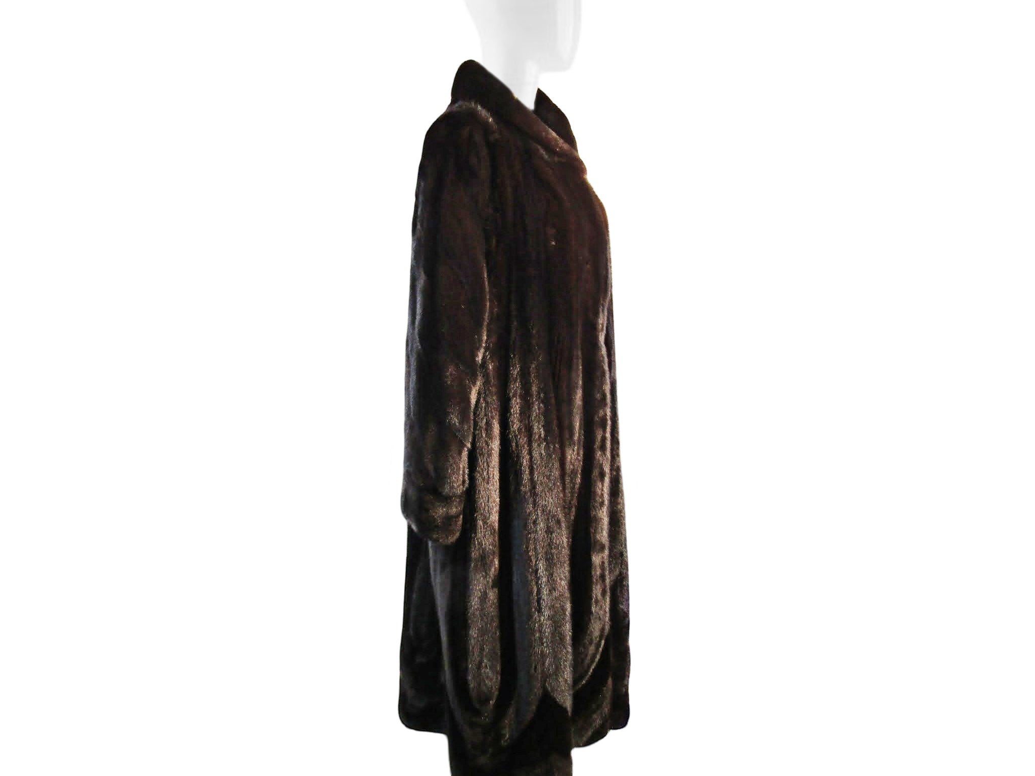 NATURAL RANCH MINK HAIR UP /  HAIR DOWN DIRECTIONAL COAT W/ SHAWL COLLAR & BANDED CUFFS