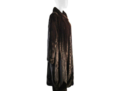 NATURAL RANCH MINK HAIR UP /  HAIR DOWN DIRECTIONAL COAT W/ SHAWL COLLAR & BANDED CUFFS