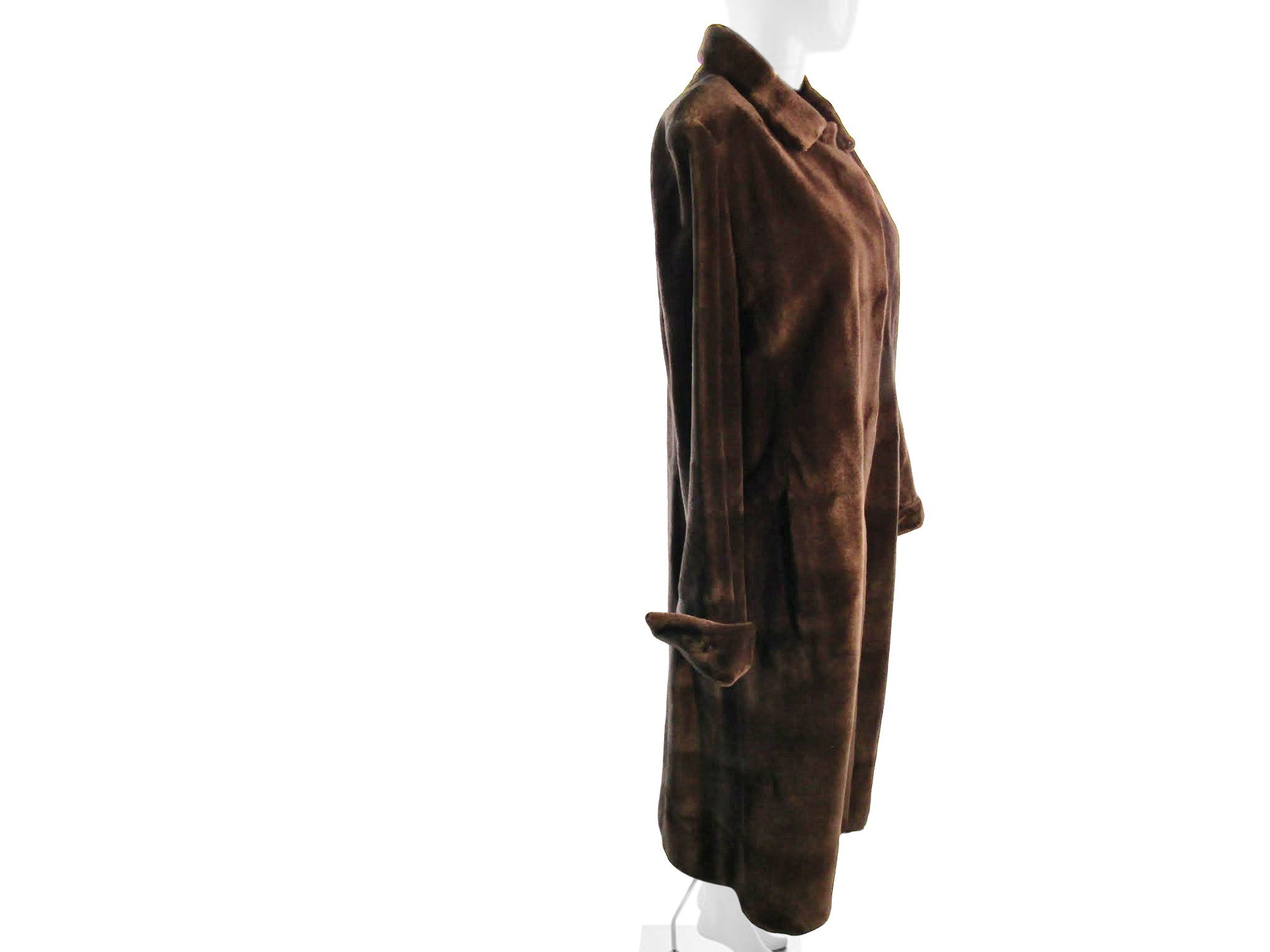 MATARA SHEEARED MINK 7/8 COAT W/ NOTCH COLLAR & BANDED CUFFS