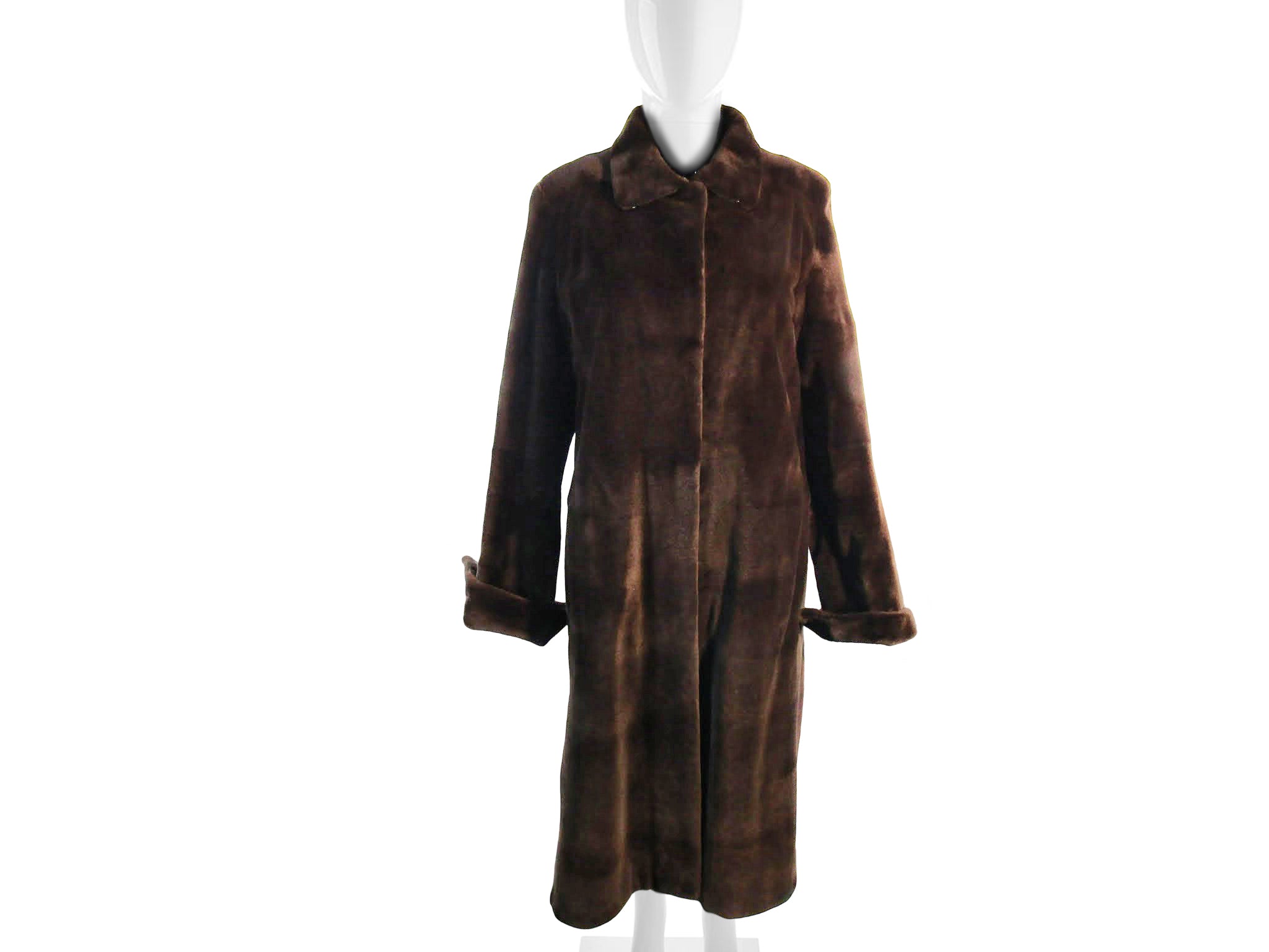 MATARA SHEEARED MINK 7/8 COAT W/ NOTCH COLLAR & BANDED CUFFS