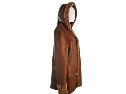 COGNAC NAPPA SHEARLING PARKA