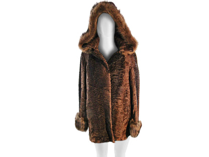 BROWN SWAKARA JACKET W DETACHABLE HOOD, FISHER TRIM