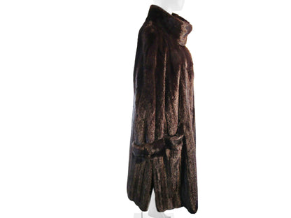 NATURAL MAHOGANY MINK COAT, WING COLLAR, TURN BACK CUFFS, PATCH POCKETS, SIDE VENTS