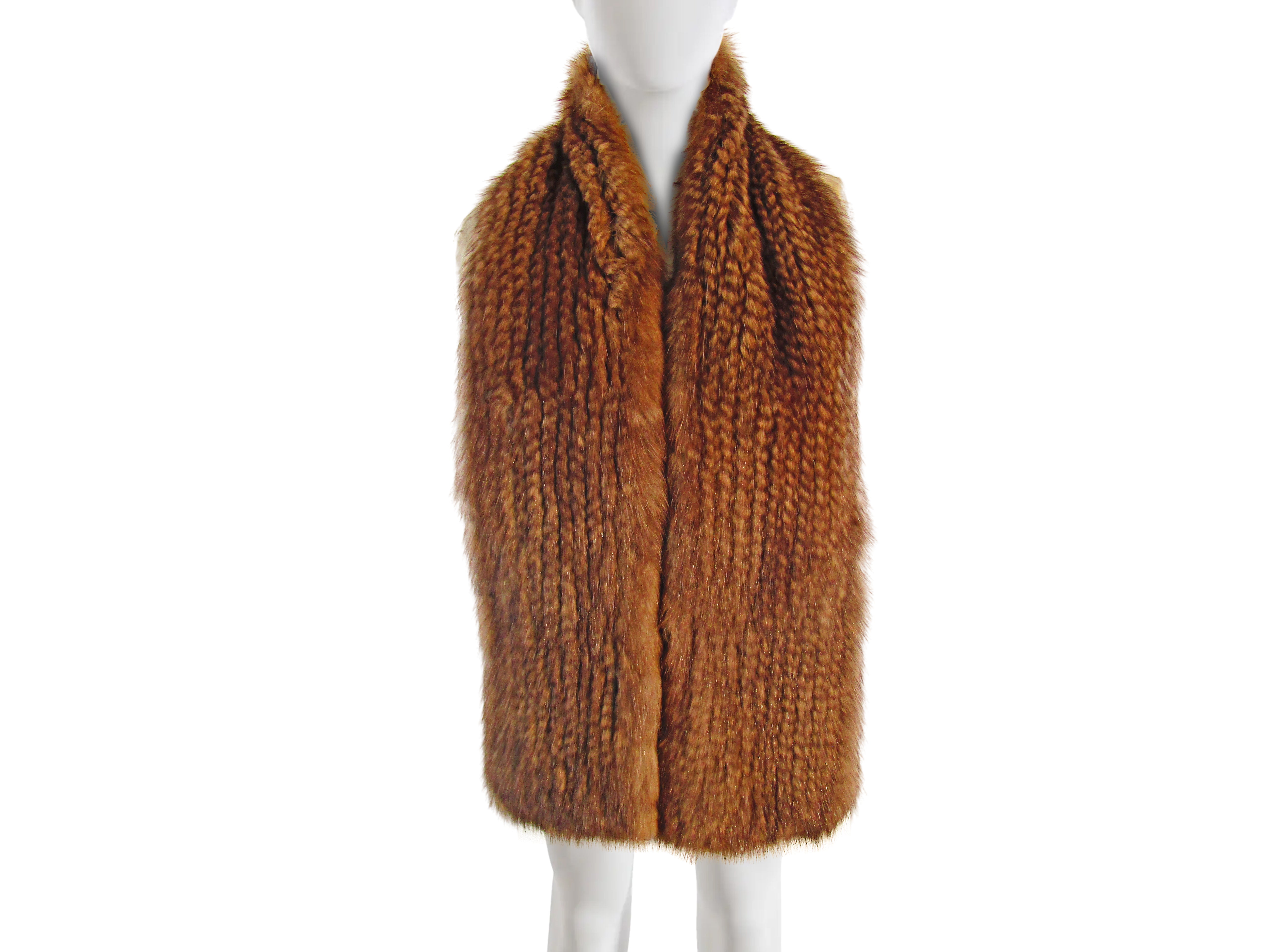 NATURAL RUSSIAN SABLE KNITTED SCARF