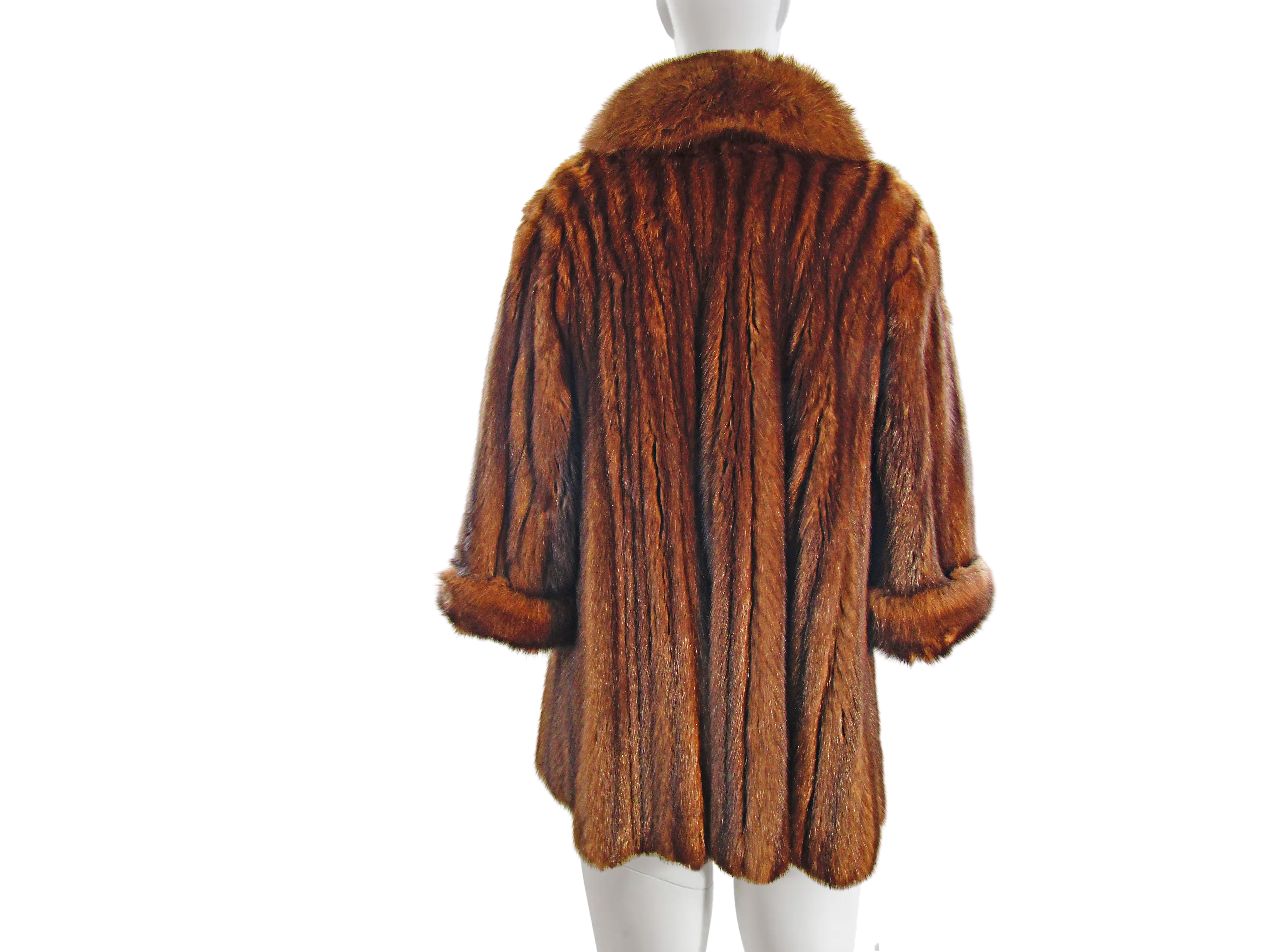 NATURAL RUSSIAN SABLE 3/4 COAT W/ WING COLLAR & TURN BACK CUFFS