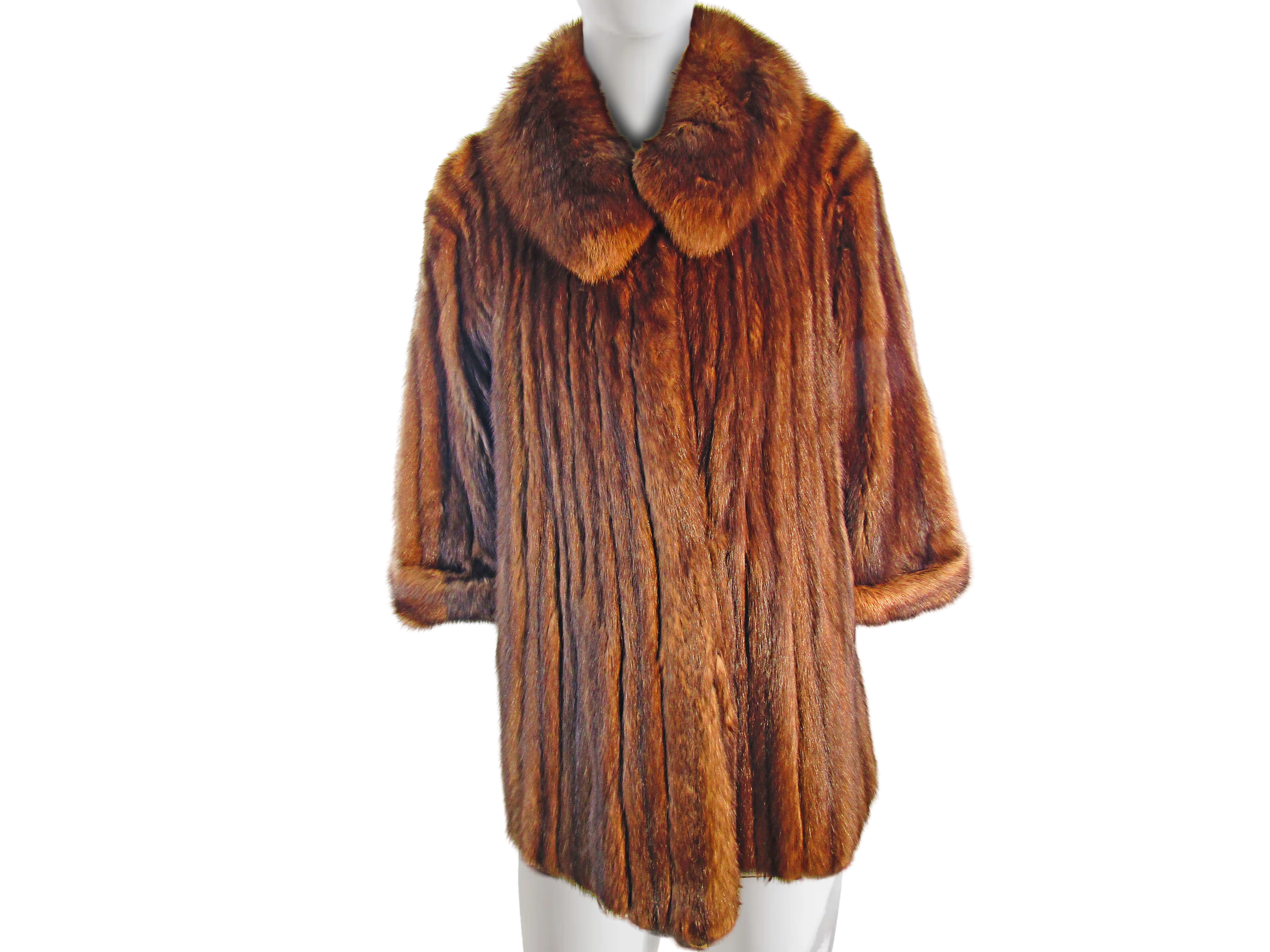 NATURAL RUSSIAN SABLE 3/4 COAT W/ WING COLLAR & TURN BACK CUFFS