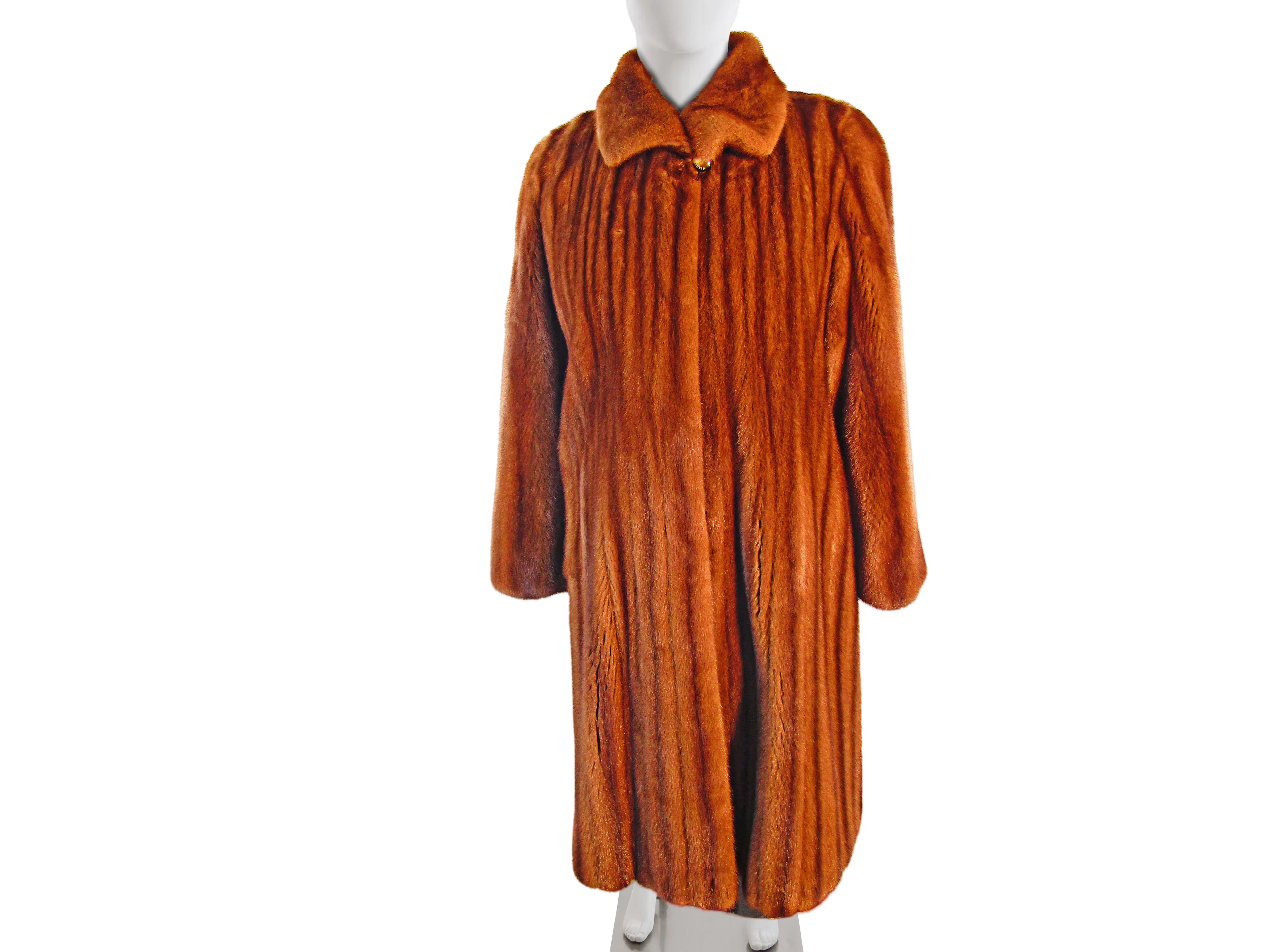 WILD TYPE MINK 7/8 COAT W/ WING COLLAR, SLASH POCKETS AND MENDEL SILK LINING