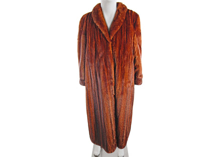 NATURAL DEMI BUFF MINK COAT W/ SHAWL COLLAR, SLASH POCKETS & BANDED CUFFS