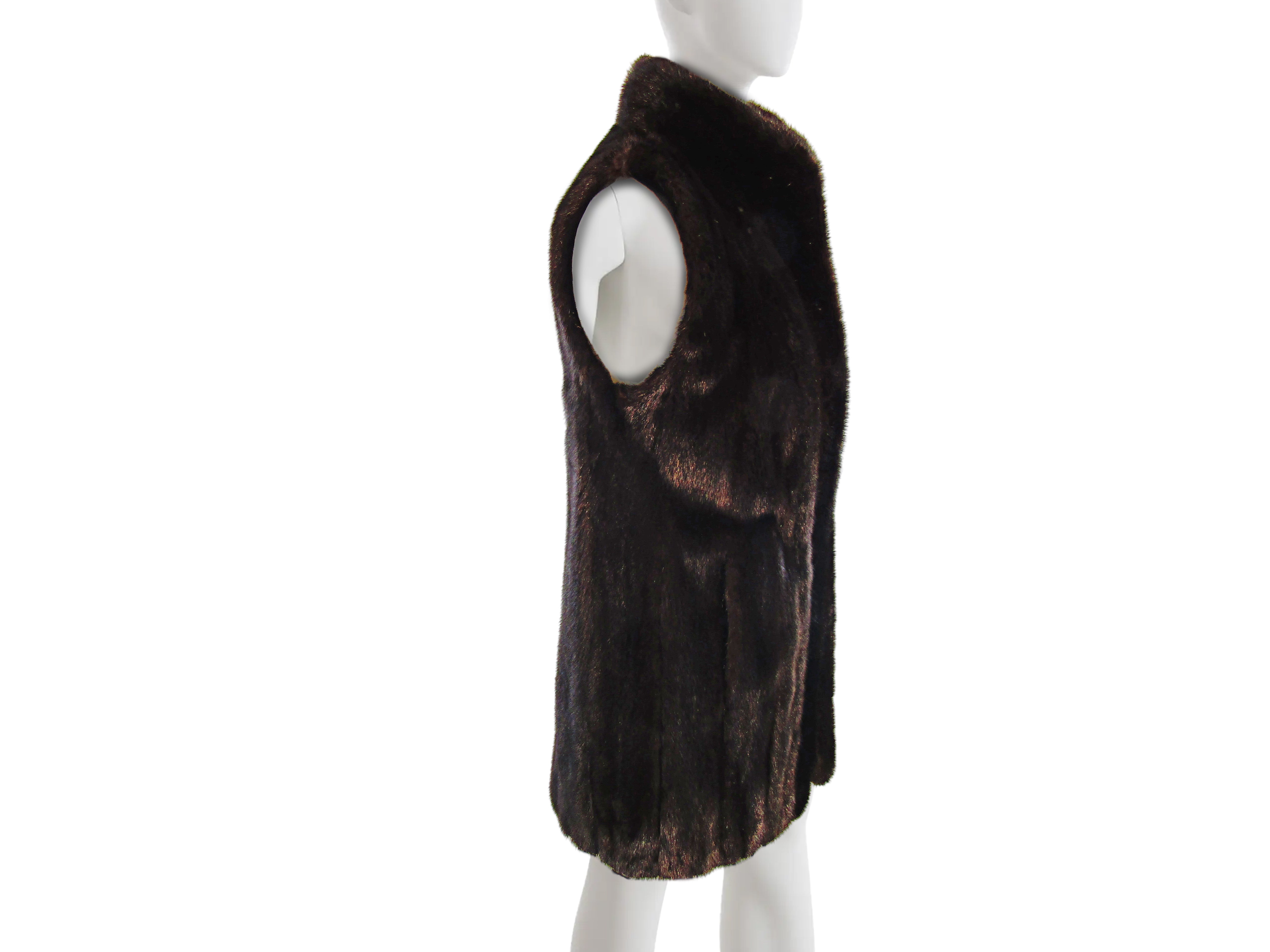 NATURAL RANCH MINK VEST W/ HAIR UP TUXEDO, SLASH POCKETS,& STAND UP COLLAR