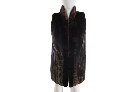 NATURAL RANCH MINK VEST W/ HAIR UP TUXEDO, SLASH POCKETS,& STAND UP COLLAR