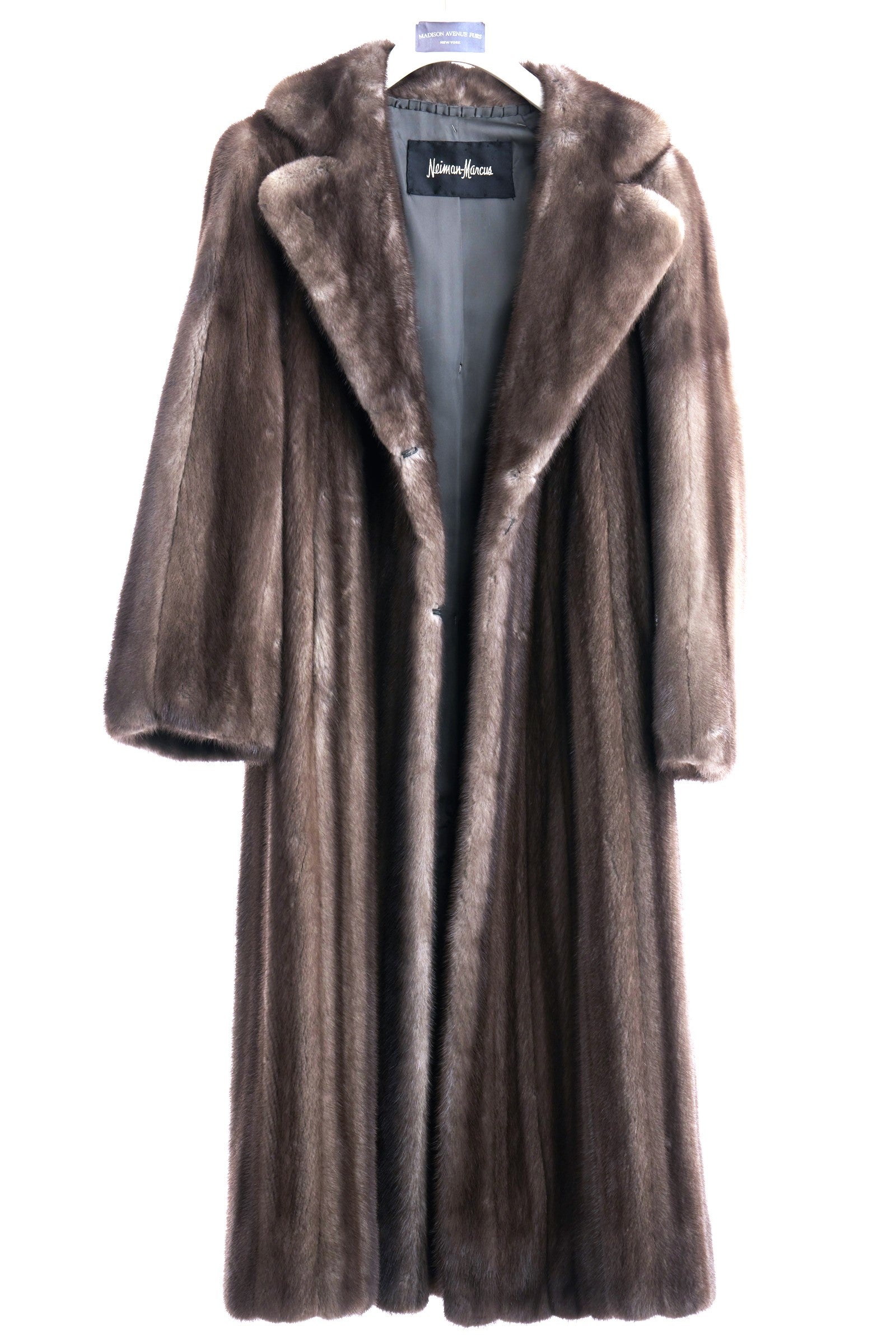PRE-OWNED NATURAL BLUE IRIS MINK COAT W/ NOTCH COLLAR DESIGNED FOR NEIMAN MARCUS