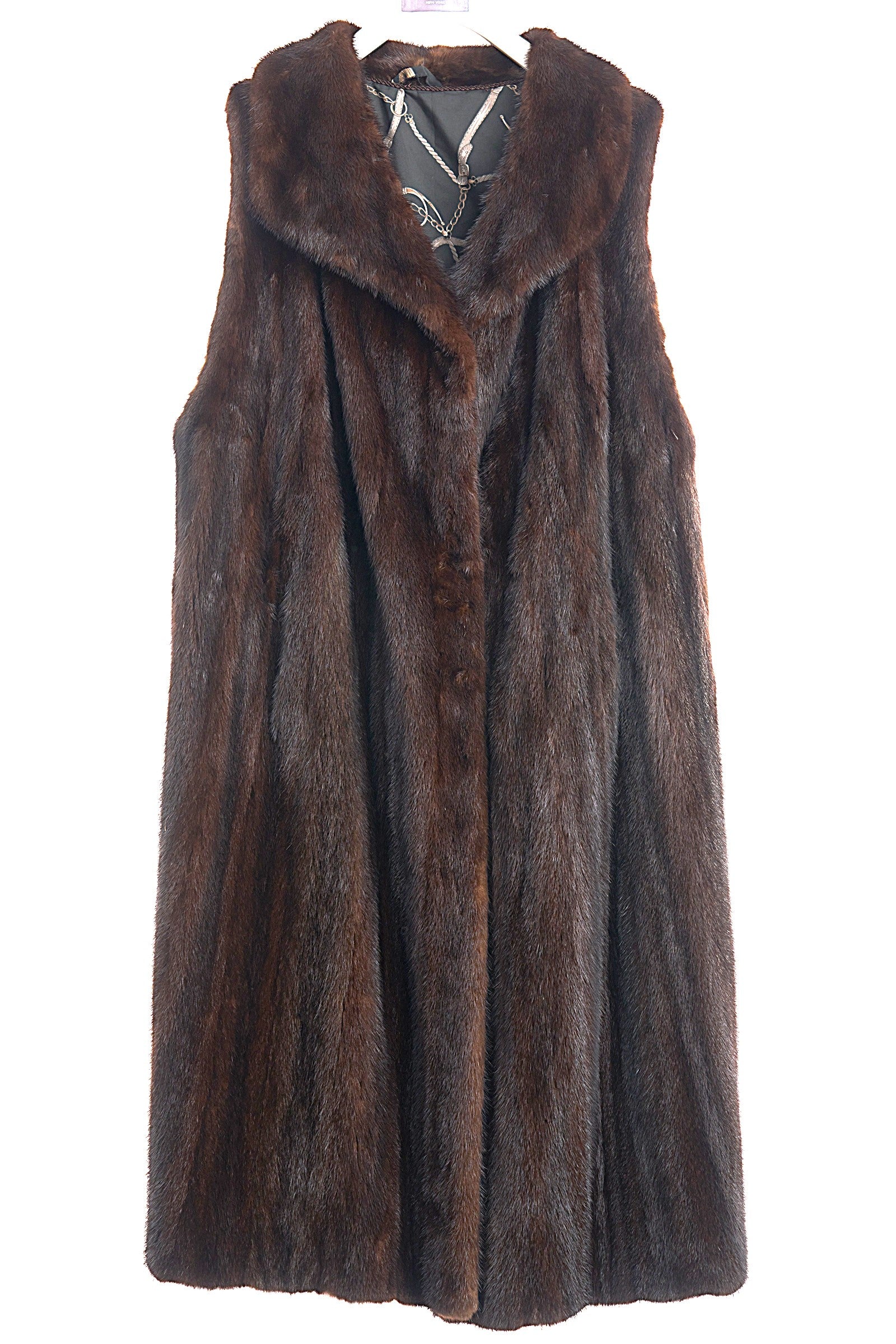 PRE-OWNED MAHOGANY MINK 7/8 VEST W/ WING COLLAR