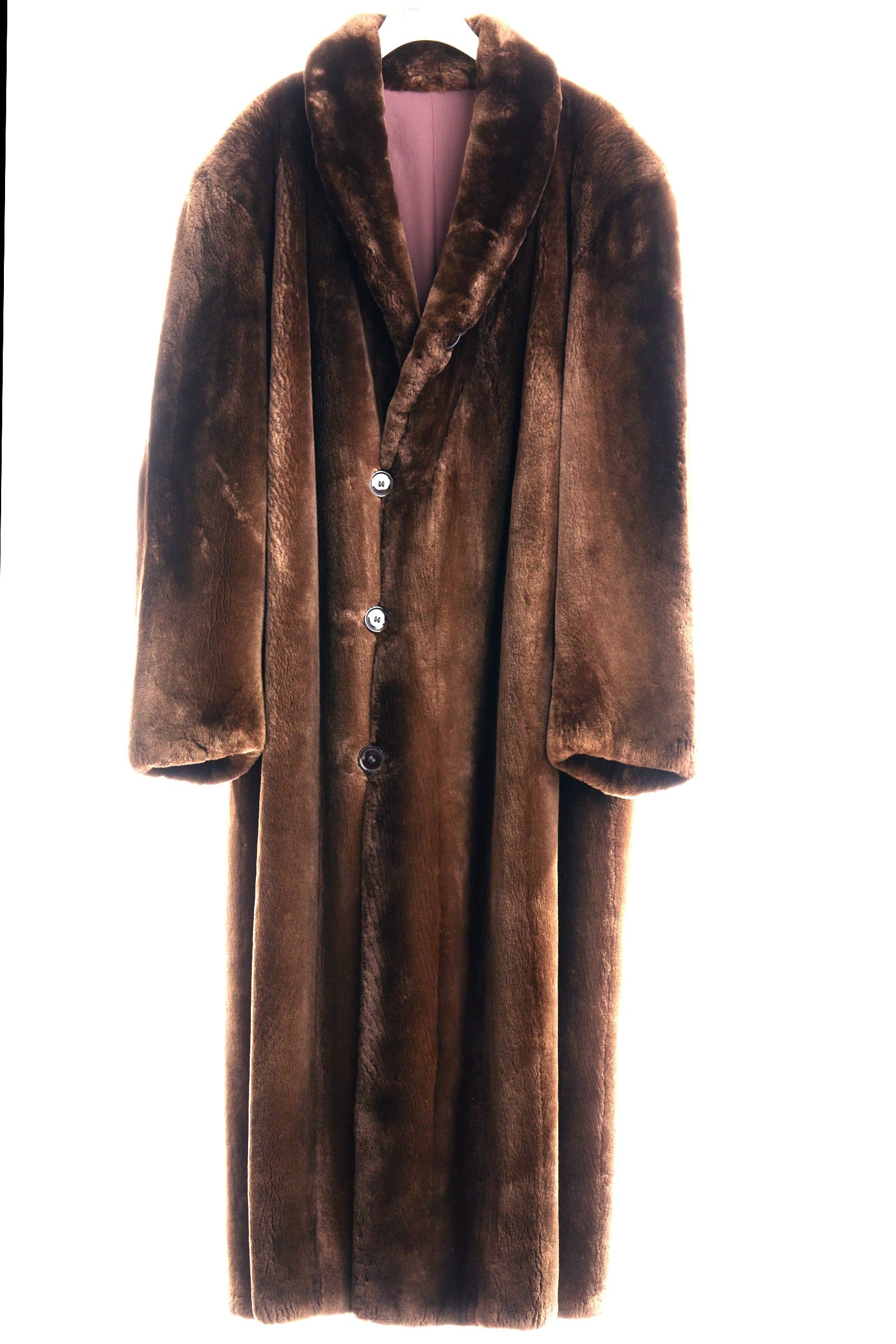 PRE-OWNED MEN'S PHANTOM SHEARED BEAVER  COAT W/ SHAWL COLLAR