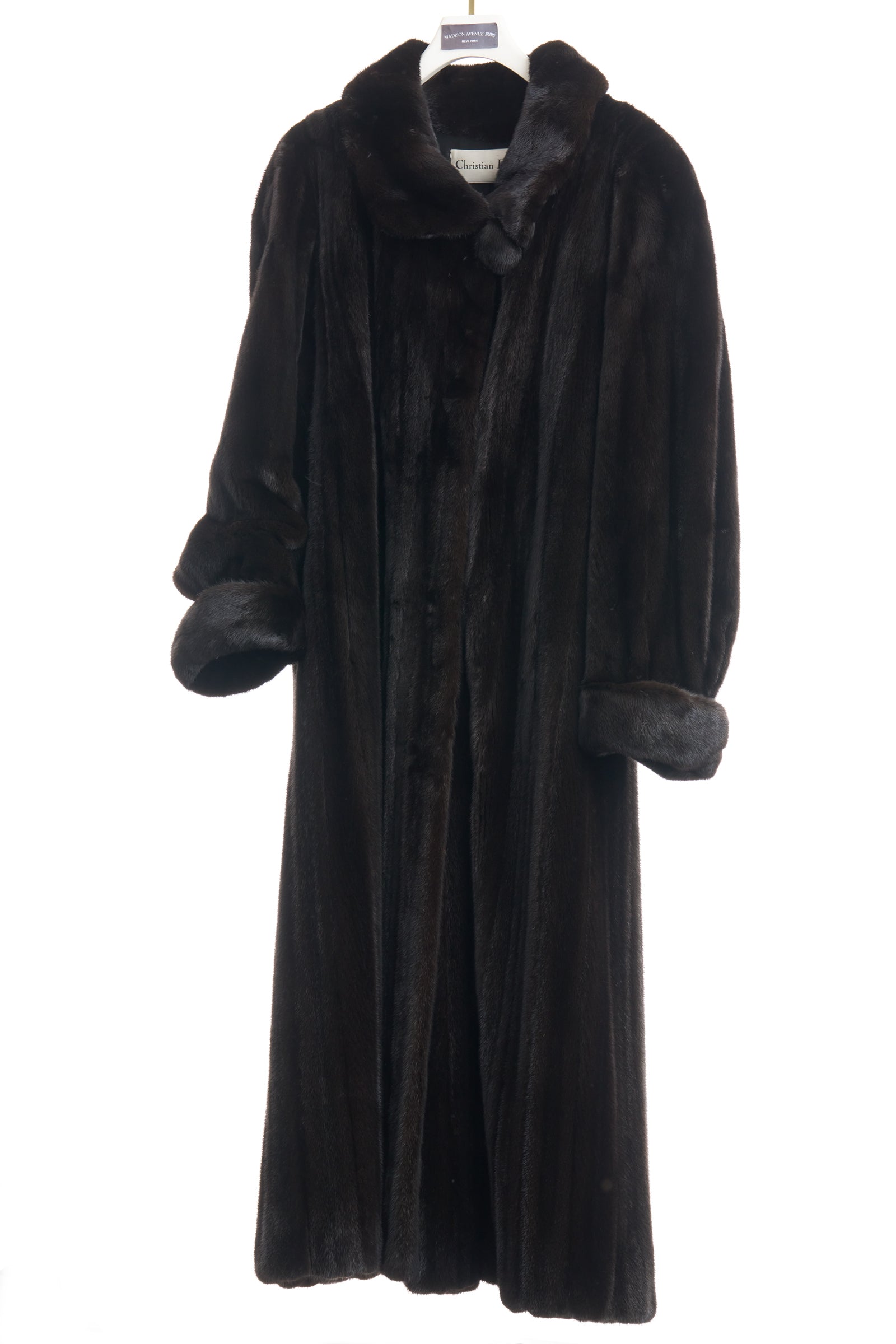 PRE-OWNED CHRISTIAN DIOR NATURAL RANCH MINK COAT W/ WING COLLAR