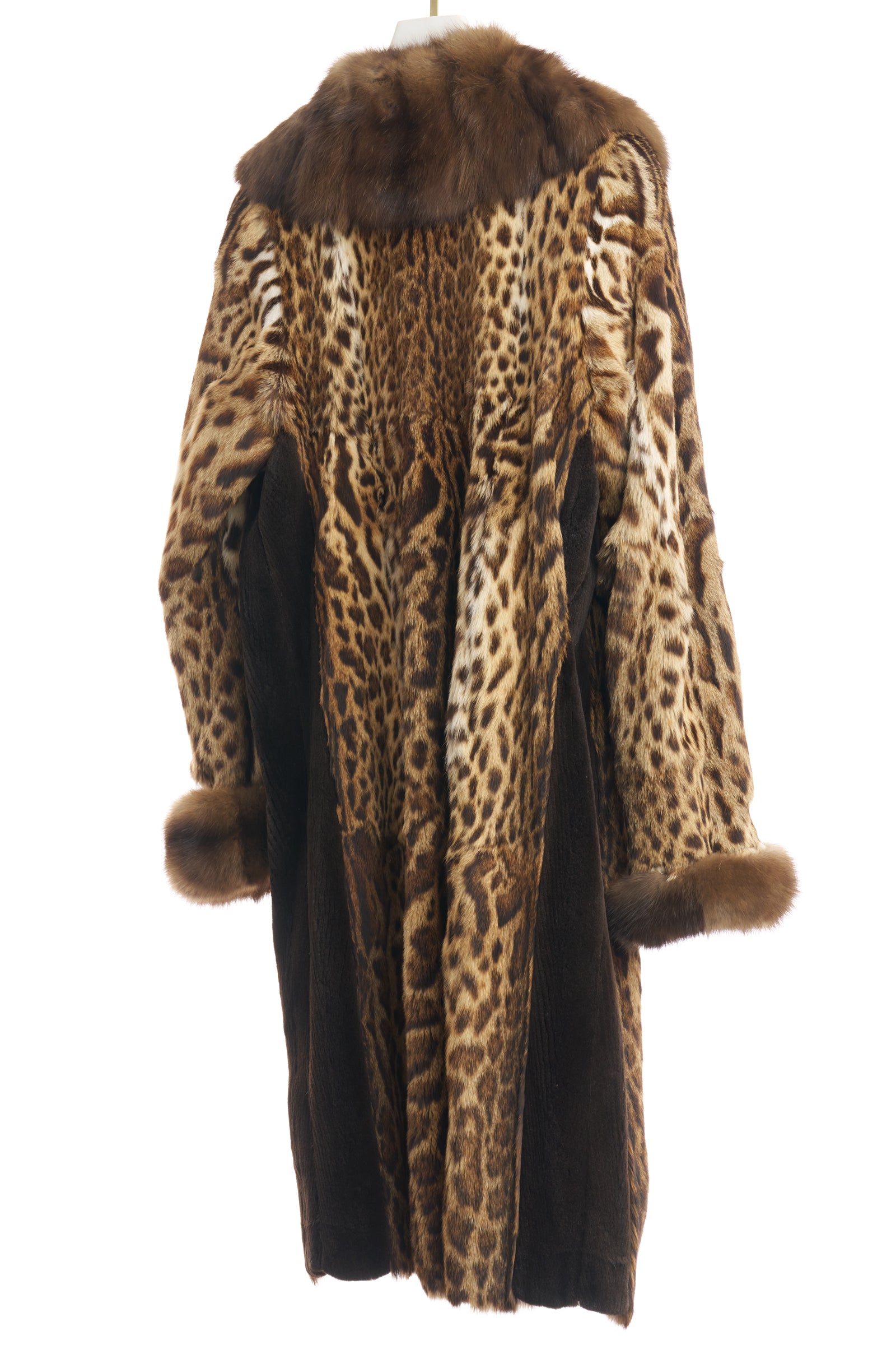 PRE-OWNED LIPPI CAT 7/8 COAT W/ SHEARED MINK & RUSSIAN SABLE COLLAR & CUFFS