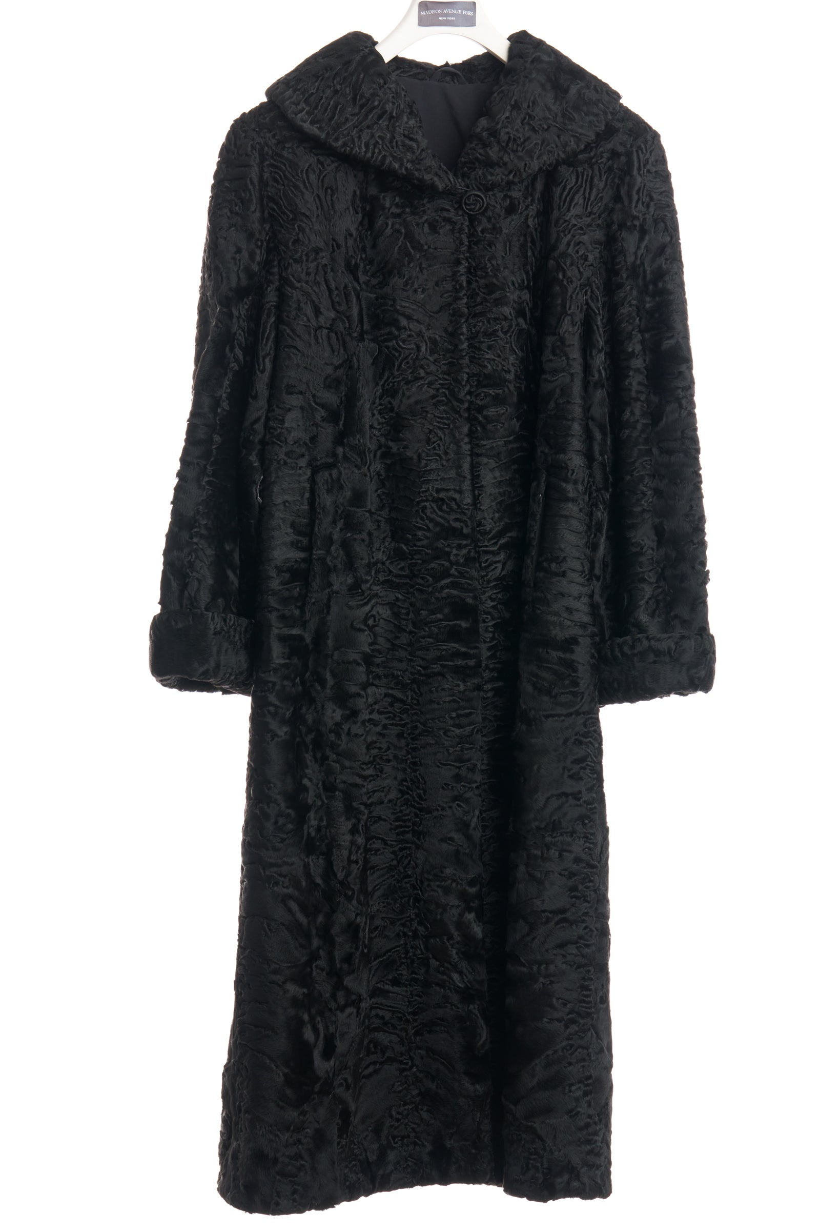 PRE-OWNED BLACK SWAKARA COAT / SHAWL COLLAR & TURN BACK CUFFS
