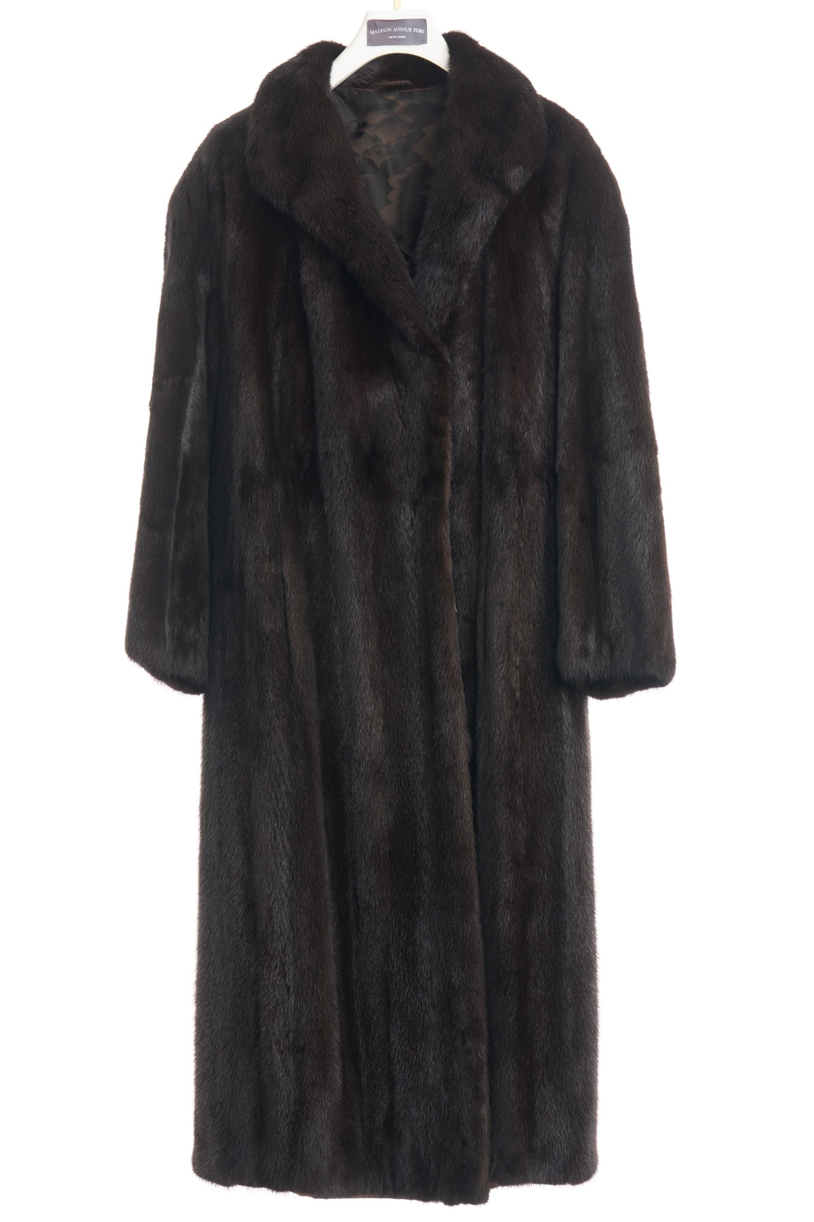 PRE-OWNED NATURAL RANCH MINK COAT W/ WING COLLAR