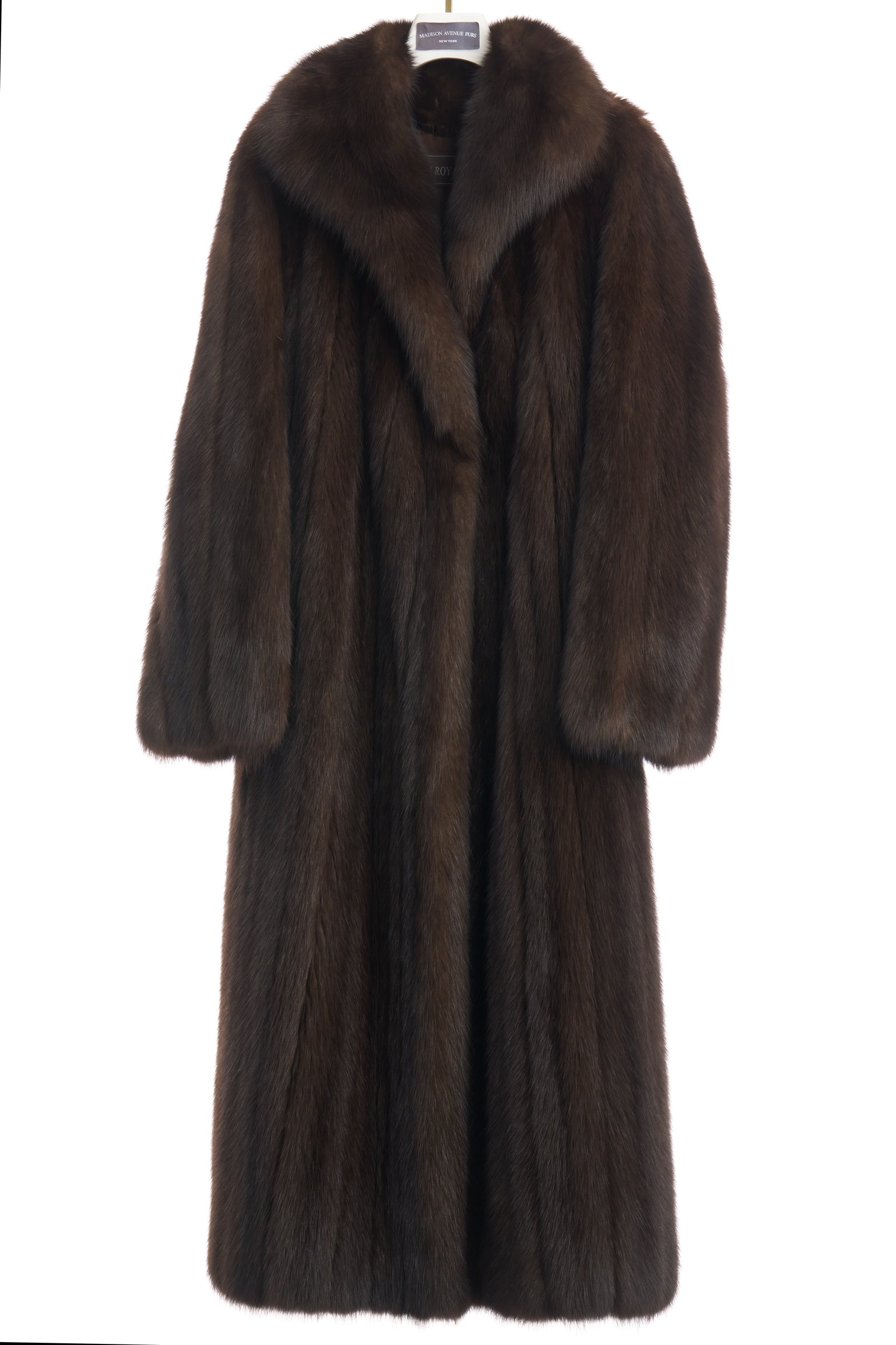 PRE-OWNED FARMED RUSSIAN SABLE COAT / WING COLLAR