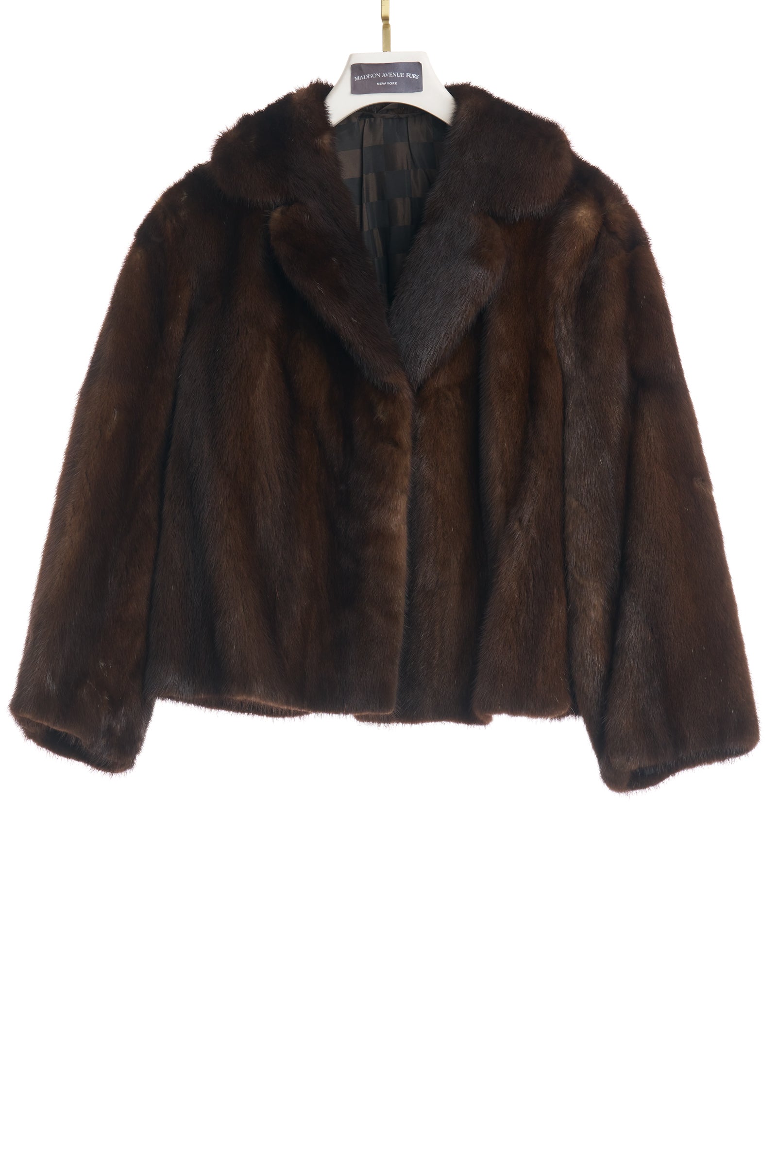 PRE-OWNED NATURAL MAHOGANY MINK JACKET W/ 3/4 SLEEVES & NOTCH COLLAR