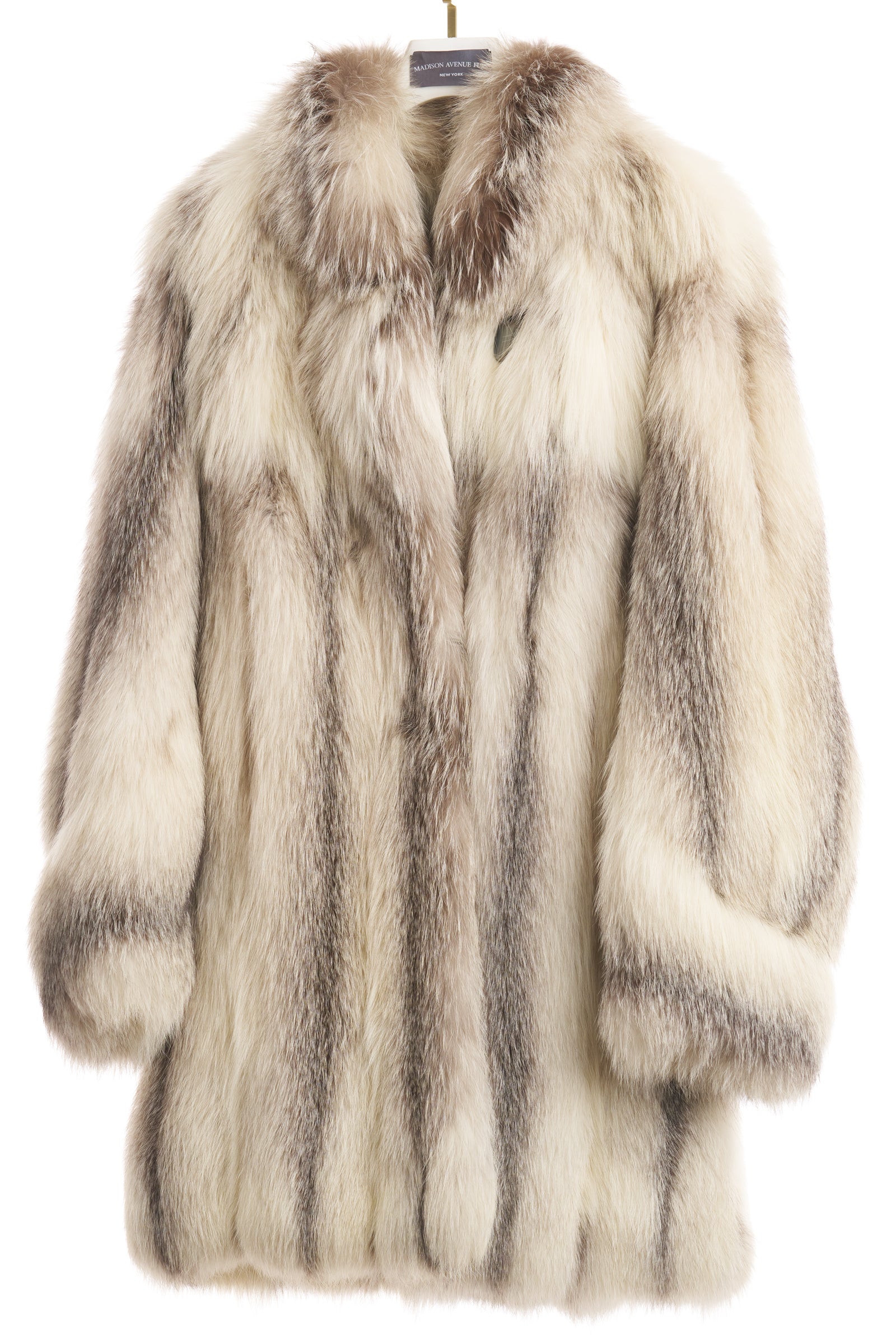 PRE-OWNED SILVER SHADOW FOX 3/4 JACKET W/ STAND COLLAR
