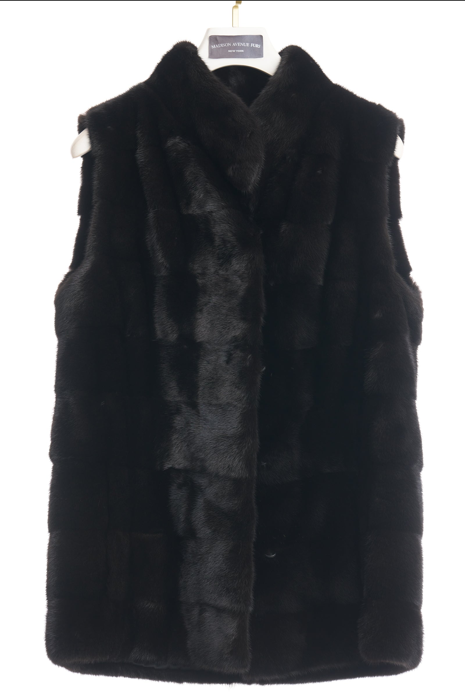 NAT RANCH MINK HORIZONTAL VEST W/ DRAWSTRING & STAND COLLAR