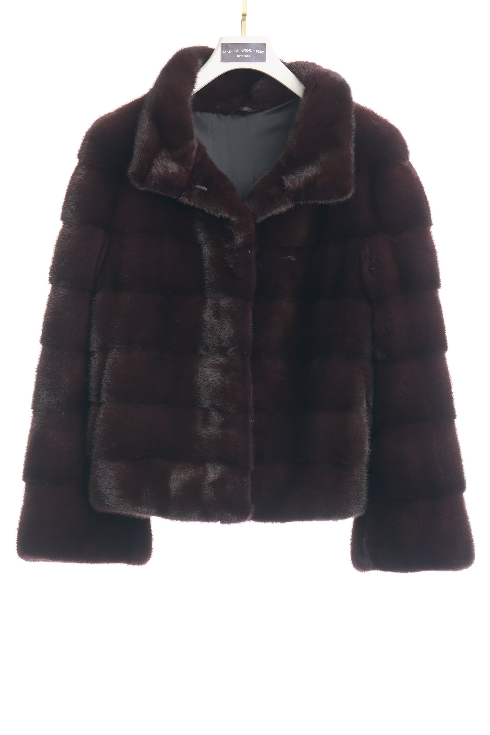PLUM DYED HORIZONTAL MINK JACKET