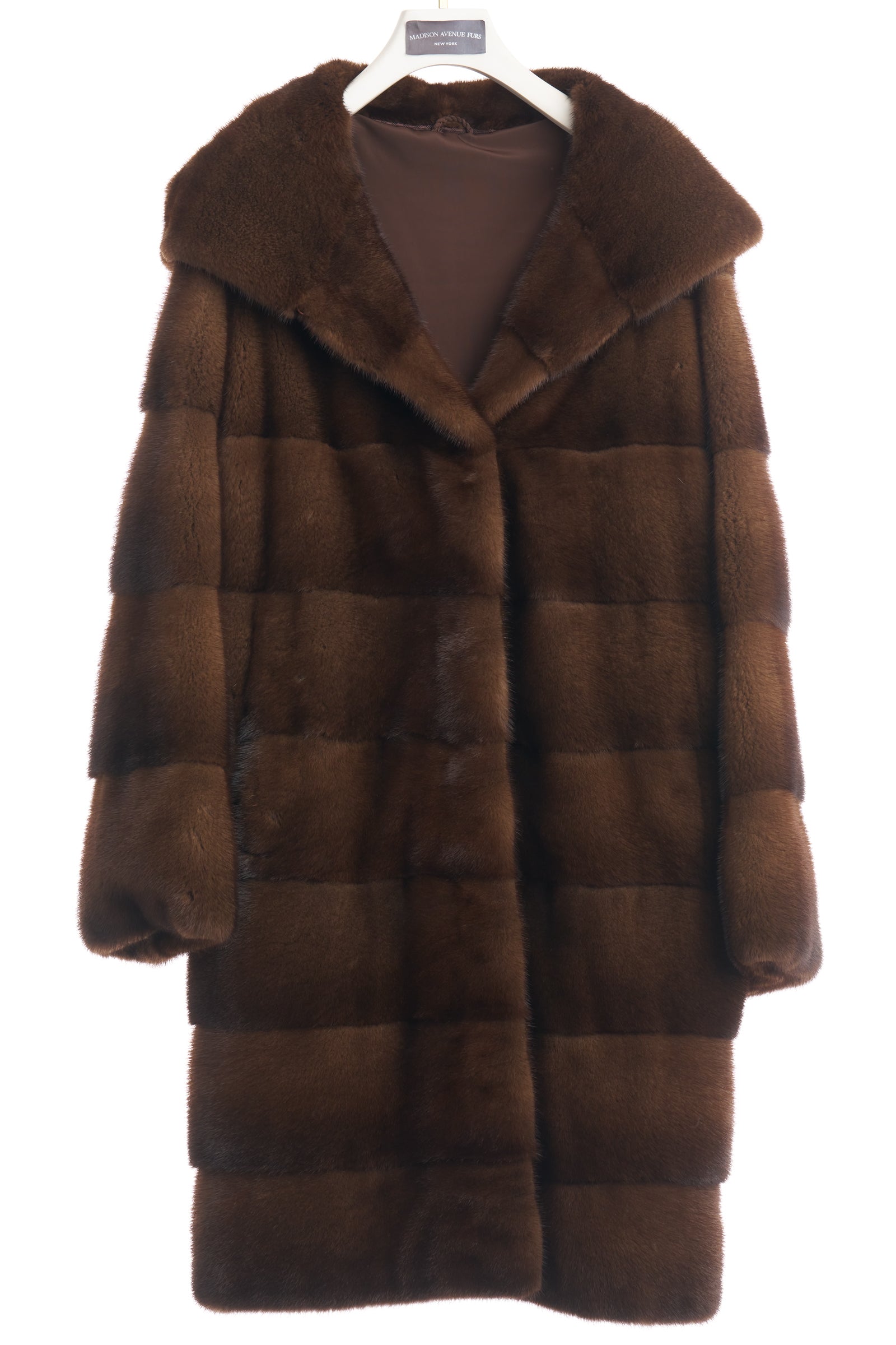 NAT DEMI BUFF HORIZONTAL MINK 3/4 W/ DOUBLE MINK HOOD