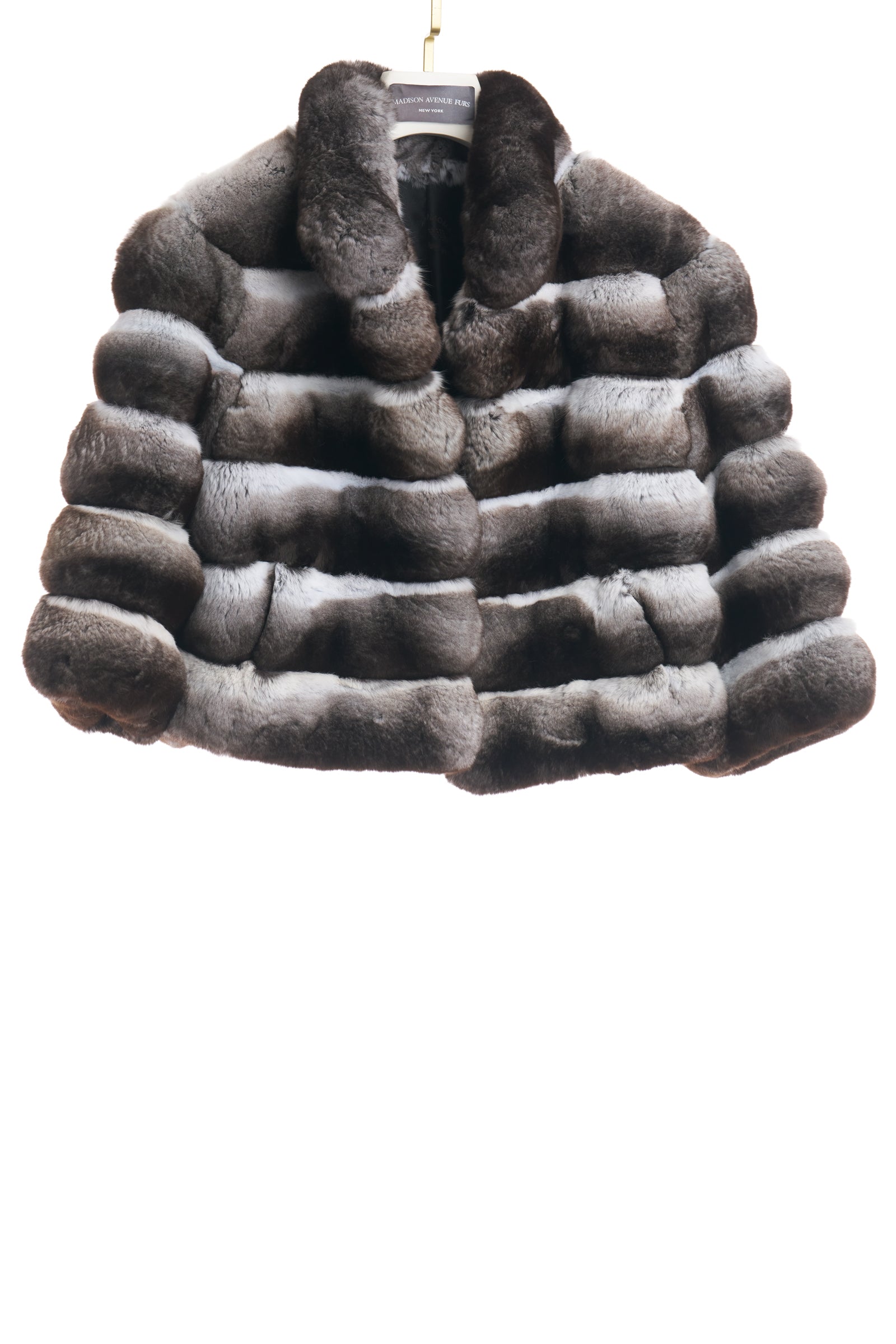 NATURAL CHINCHILLA BOLERO W/ 3/4 SLEEVES / STAND COLLAR