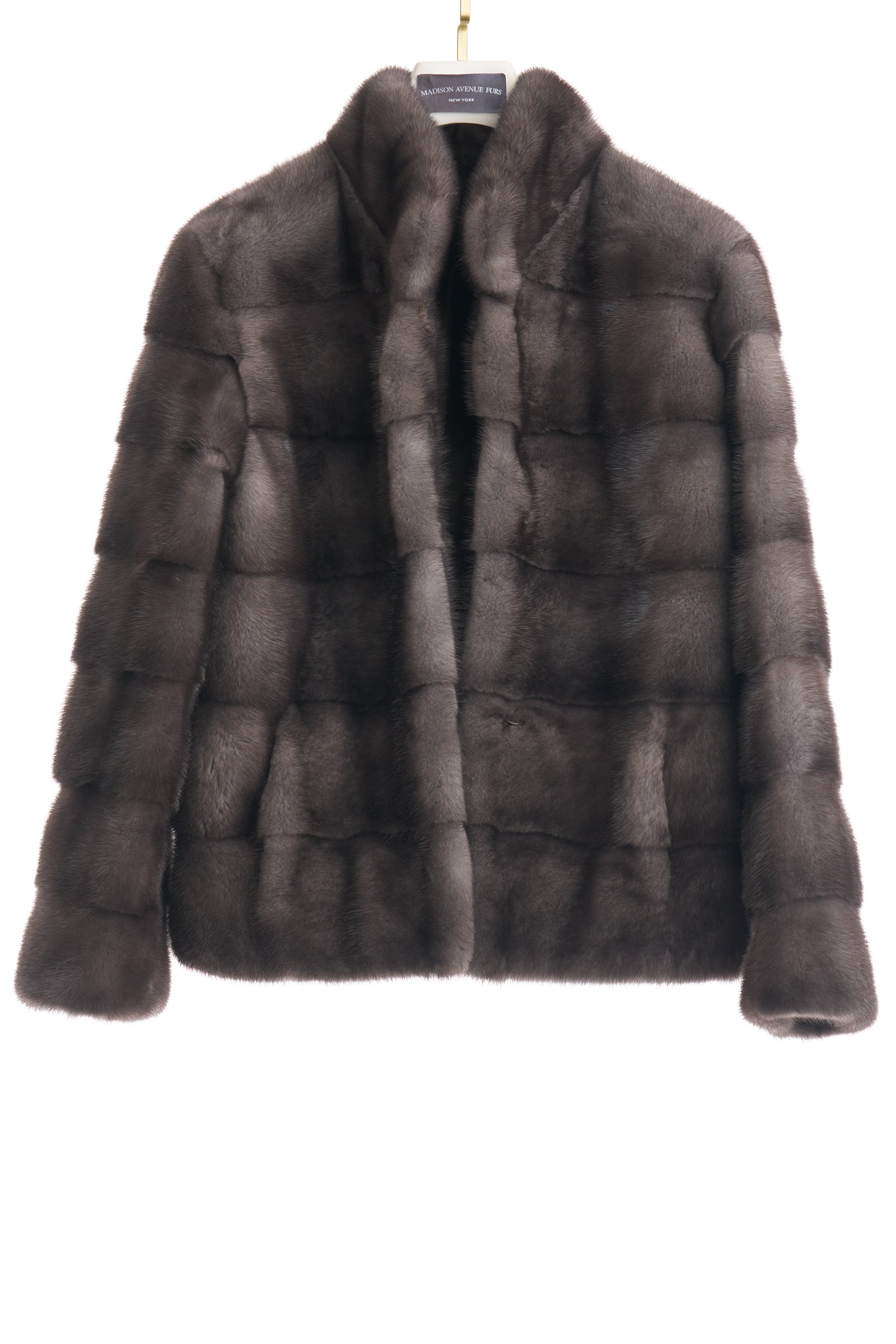 NATURAL BLUE IRIS HORIZONTAL MINK BOLERO