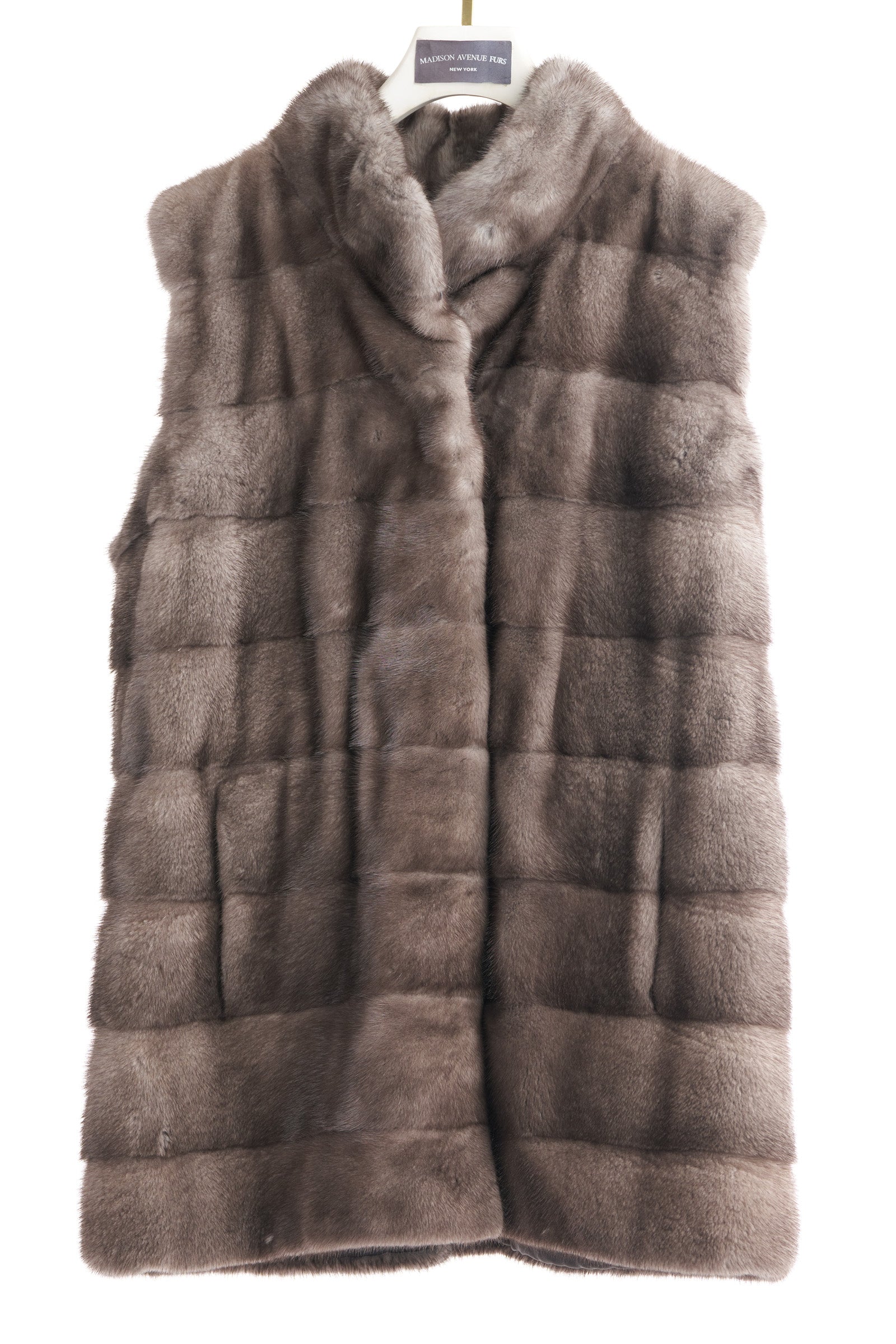 BLUE IRIS HORIZONTAL MINK VEST