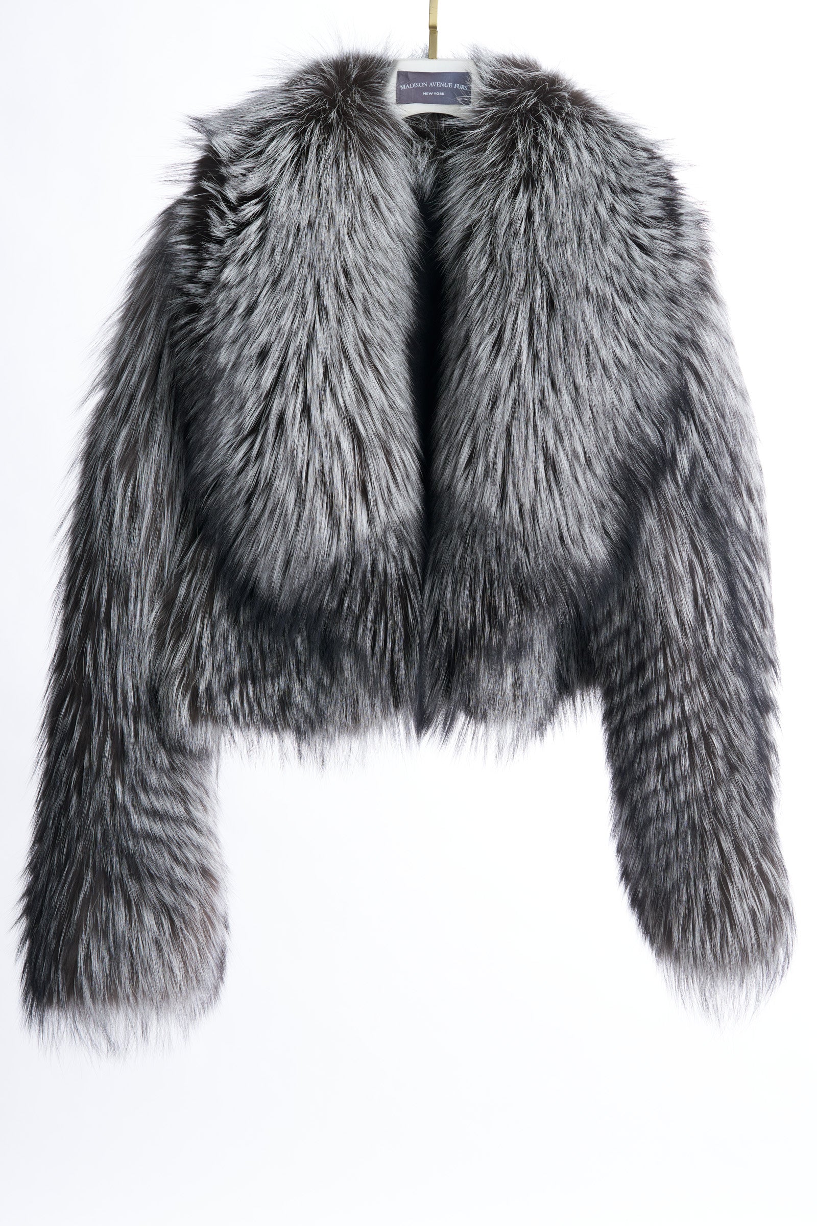 NATURAL SILVER FOX BOLERO W/ SHAWL COLLAR