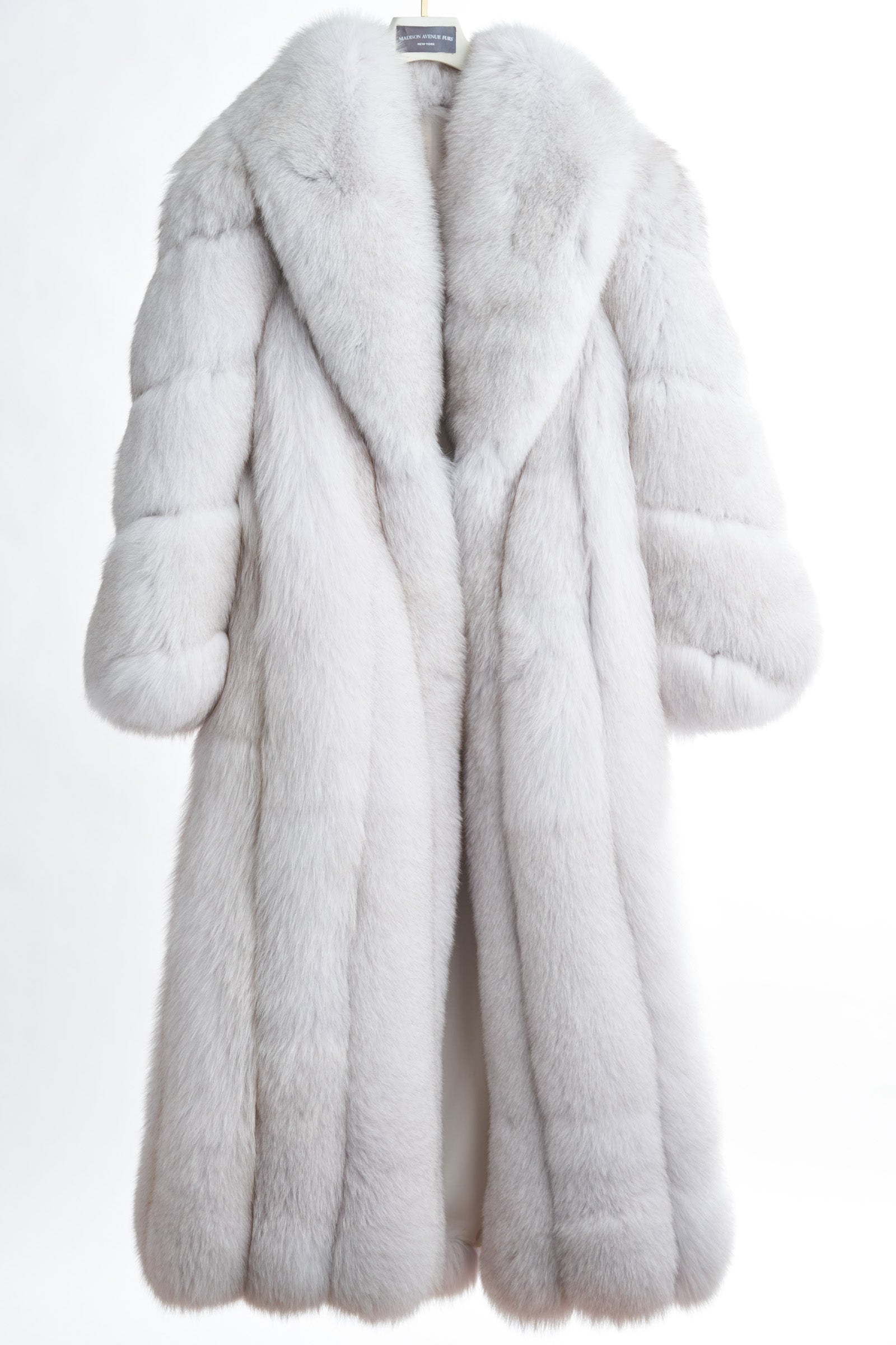 NATURAL BLUE FOX COAT W/ SHAWL COLLAR
