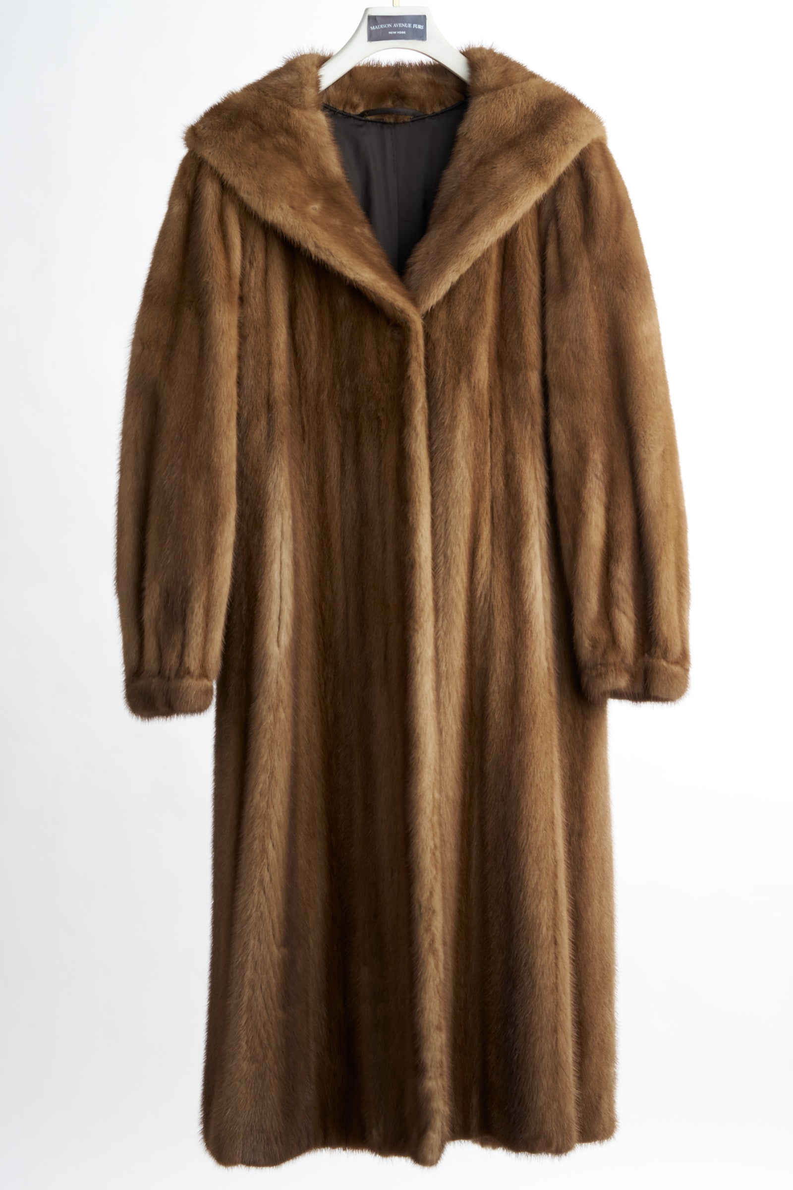PRE-OWNED NATURAL PASTEL MINK HOODED COAT W/ BAND CUFFS