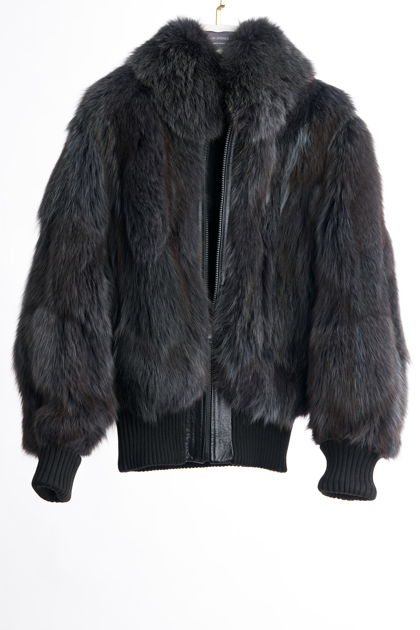 PRE-OWNED DYED GREY FOX W/ KNIT TRIM JACKET