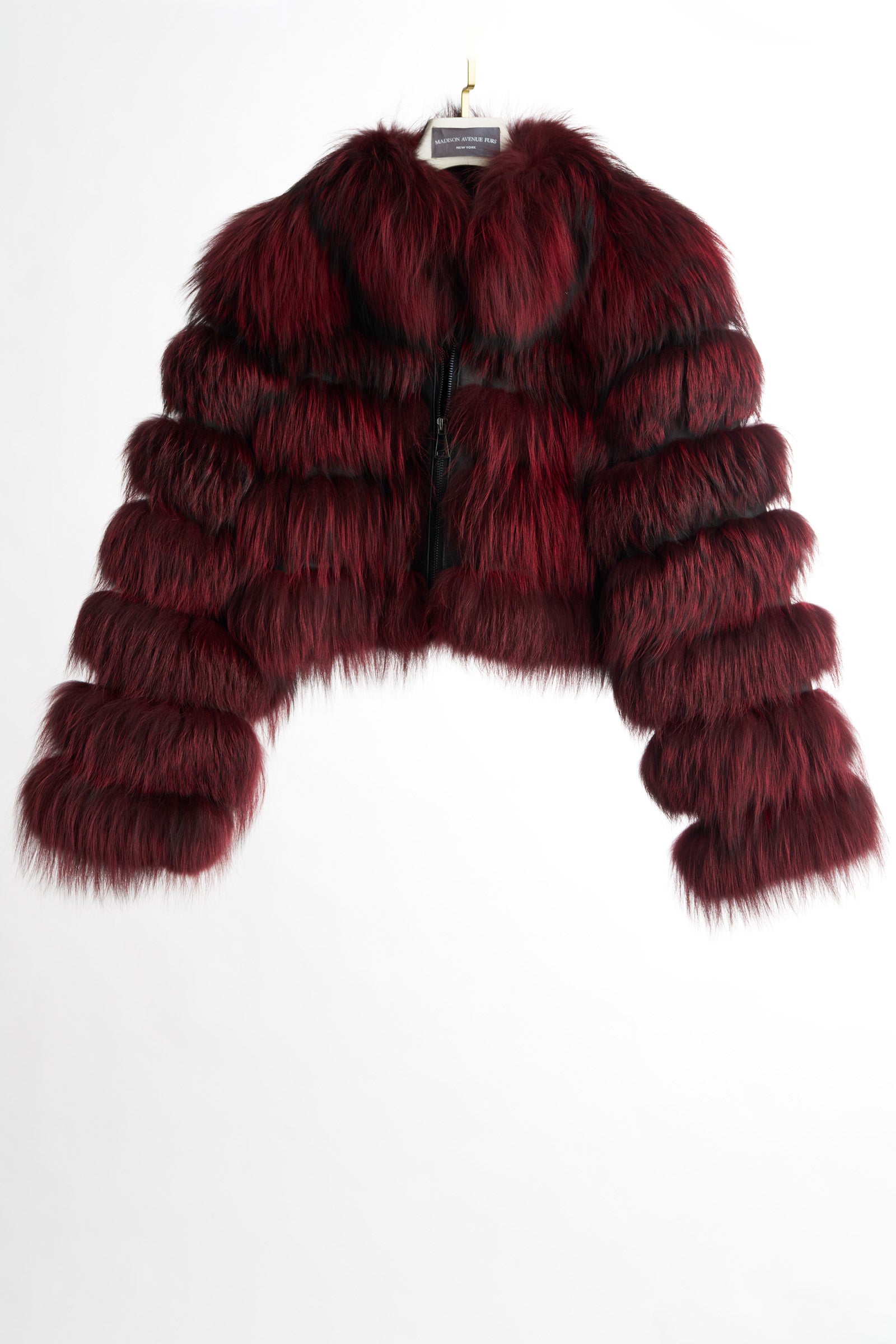 PRE-OWNED BURGANDY DYED HORIZONTAL FOX BOLERO