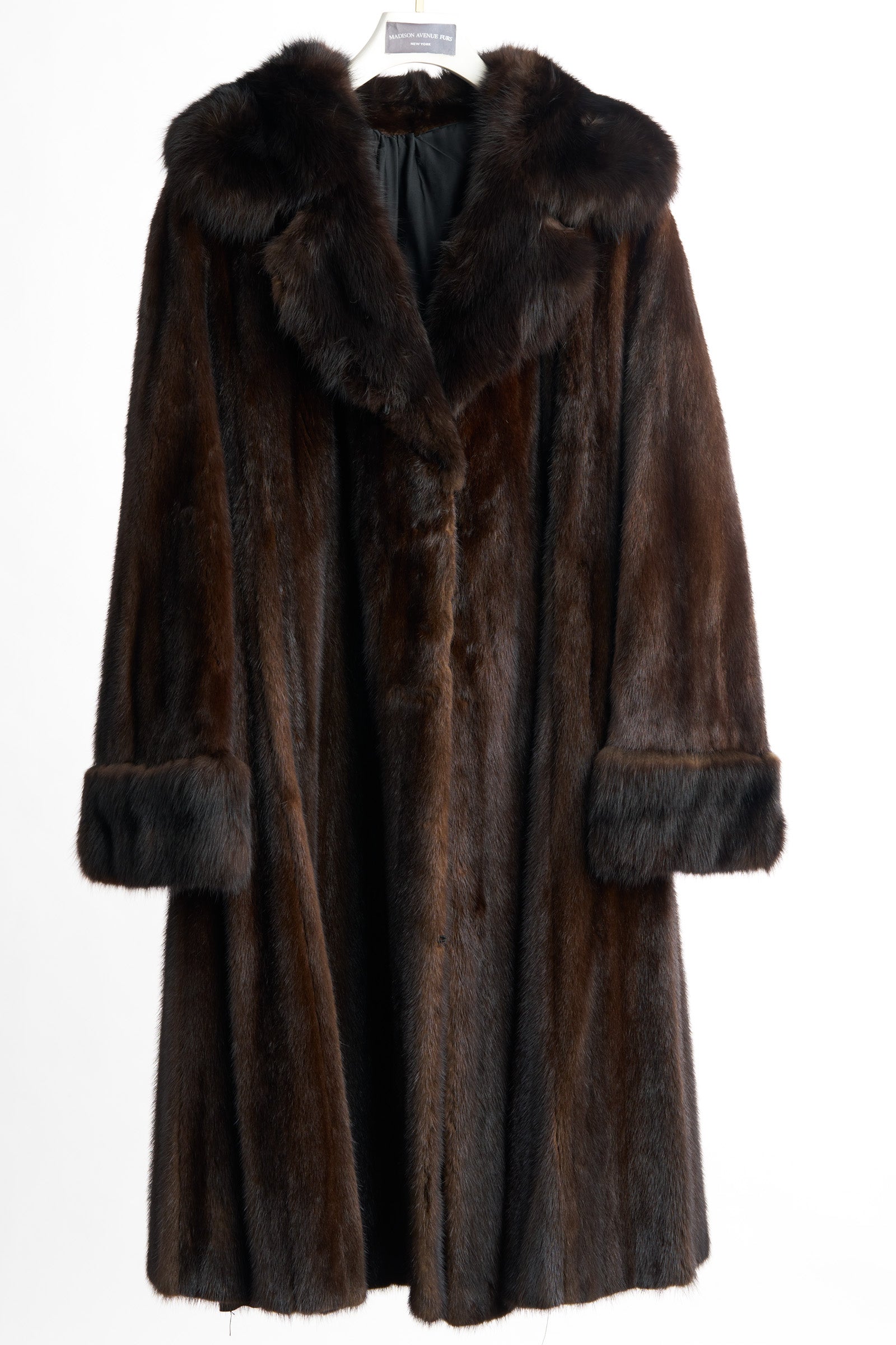 PRE-OWNED RANCH MINK COAT DYED SABLE NOTCH COLLAR & CUFFS
